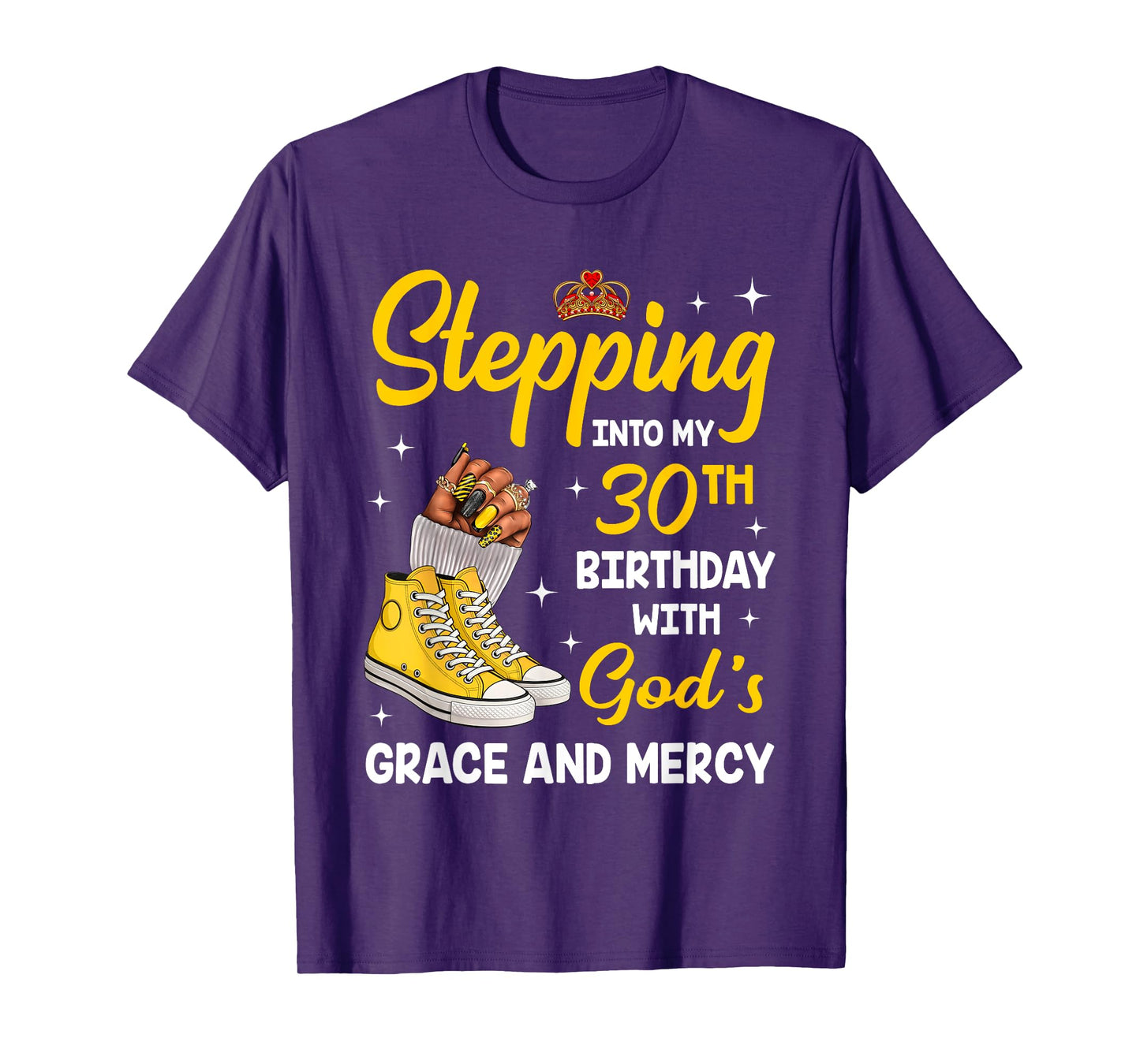 Stepping Into My 30th Birthday Queen Melanin Afro Woman T-Shirt