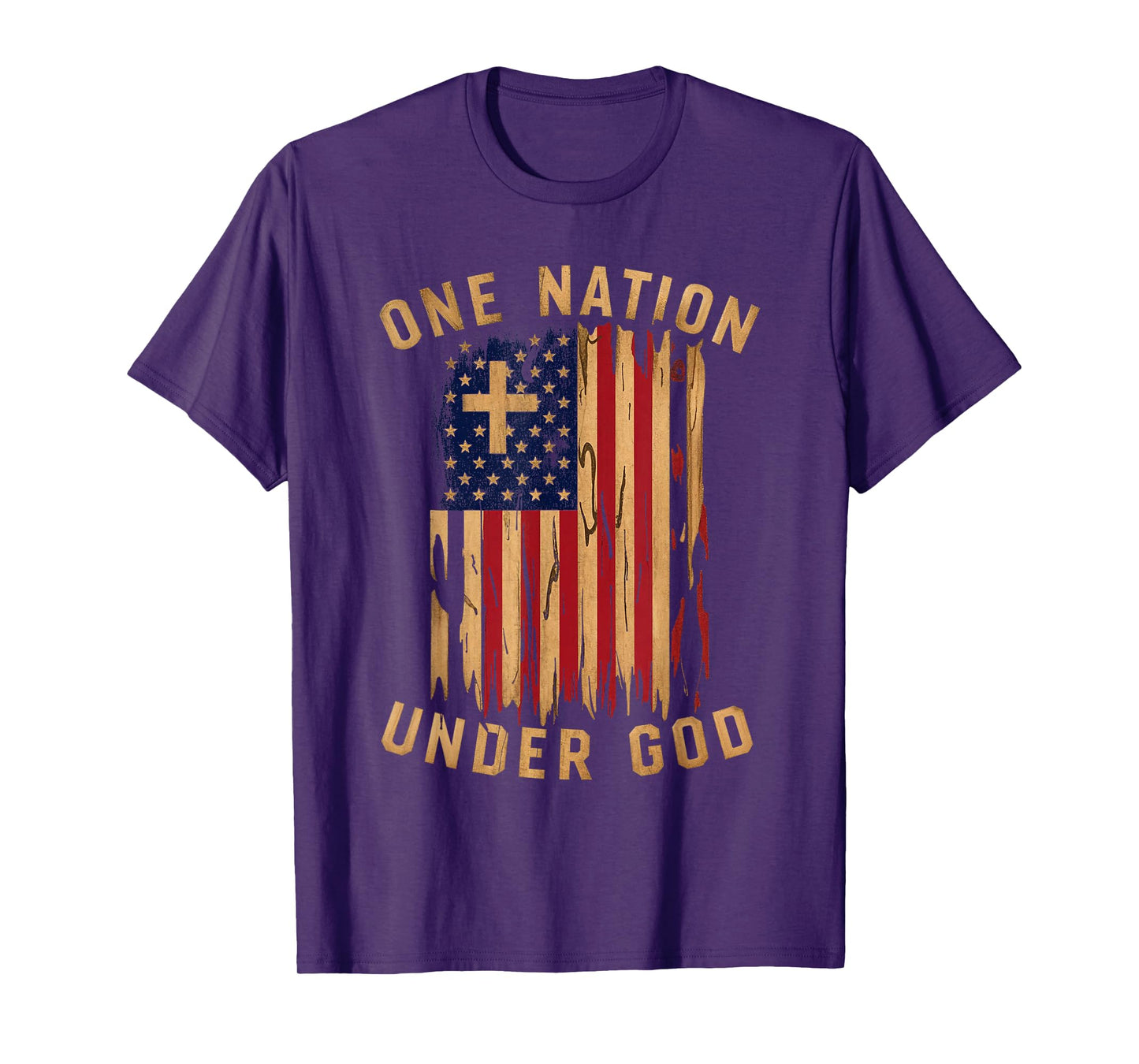 Under God Patriotic Christian Flag T-Shirt for Women Men