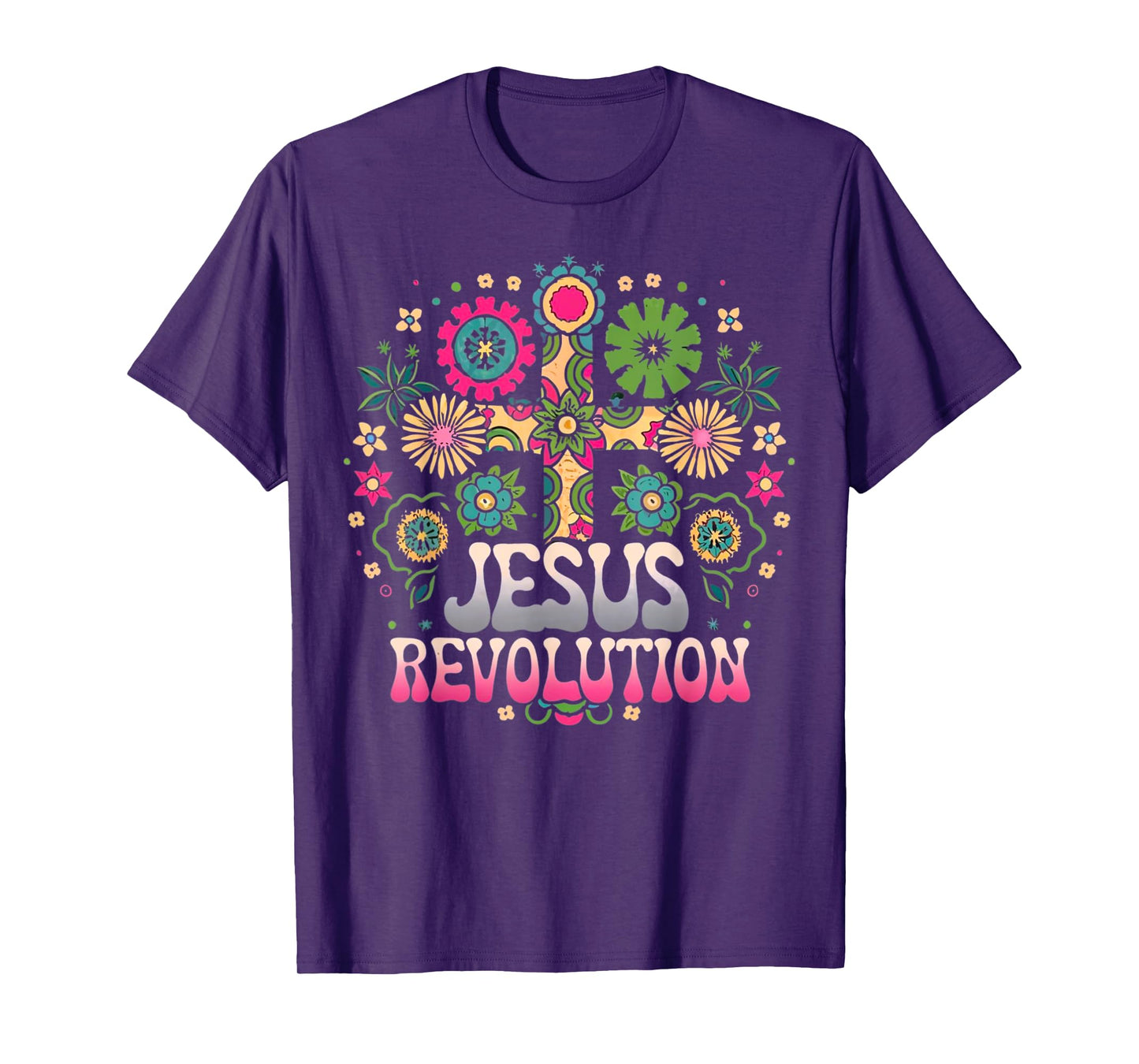 Jesus Revolution Christian Faith Retro Groovy Hippie Flower T-Shirt