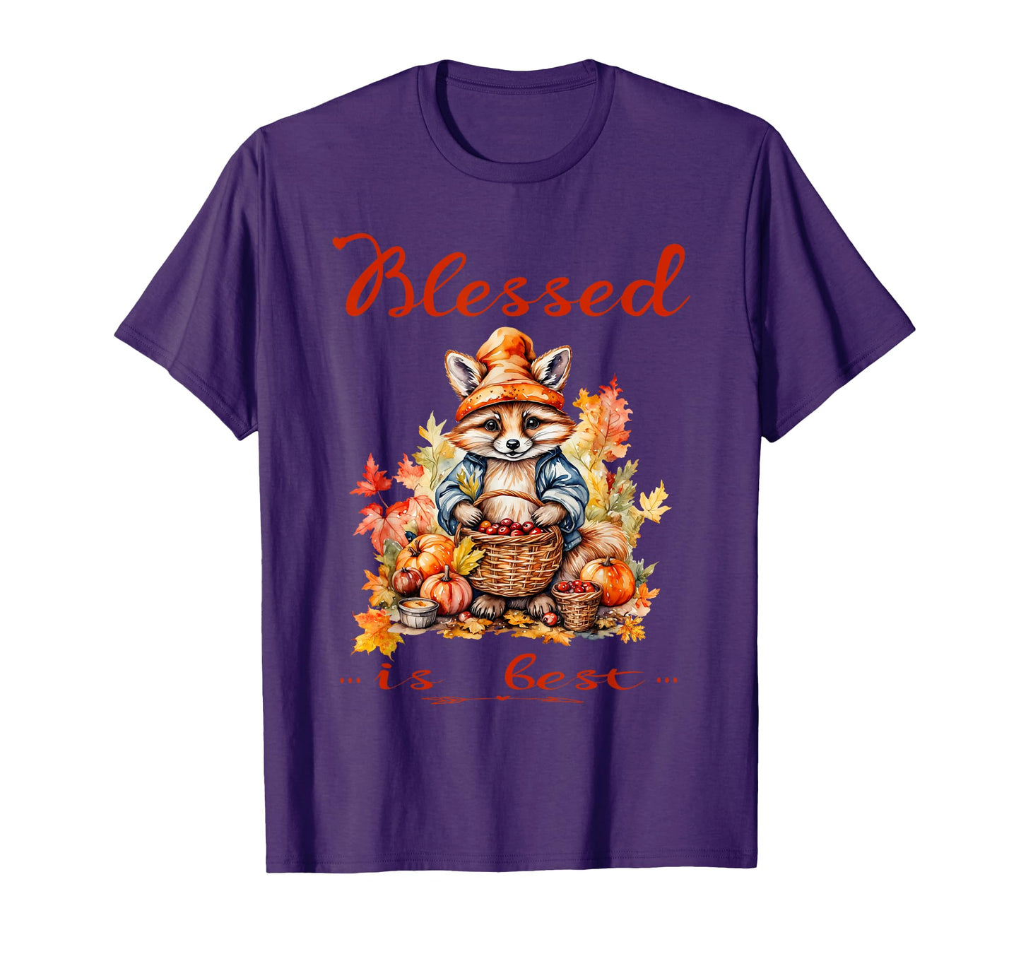 Blessed is Best Christian Fall & Autumn Cute Vintage Racoon T-Shirt