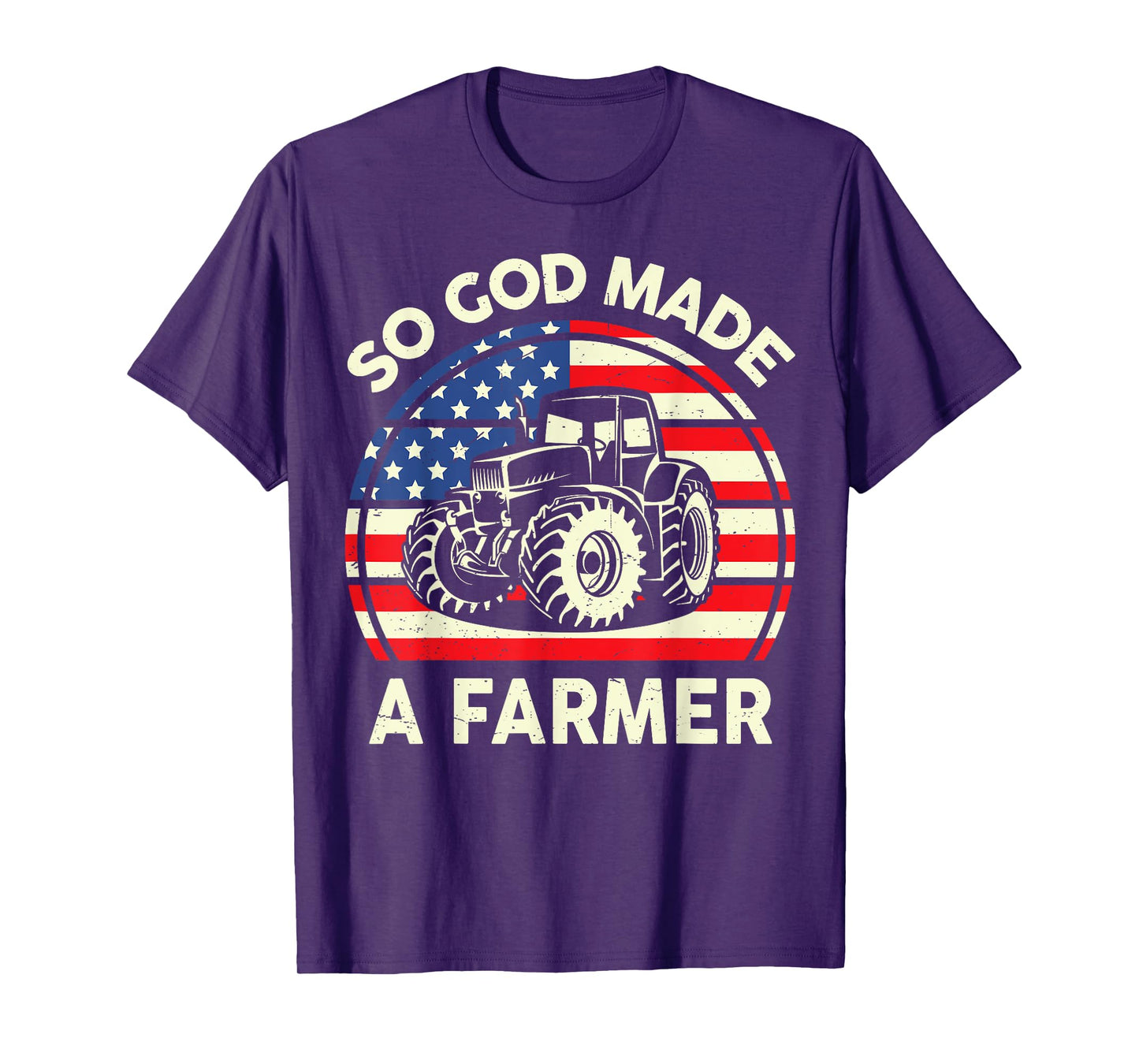 Christian So God Made Farmer-Shirt Men Tractor American Flag T-Shirt