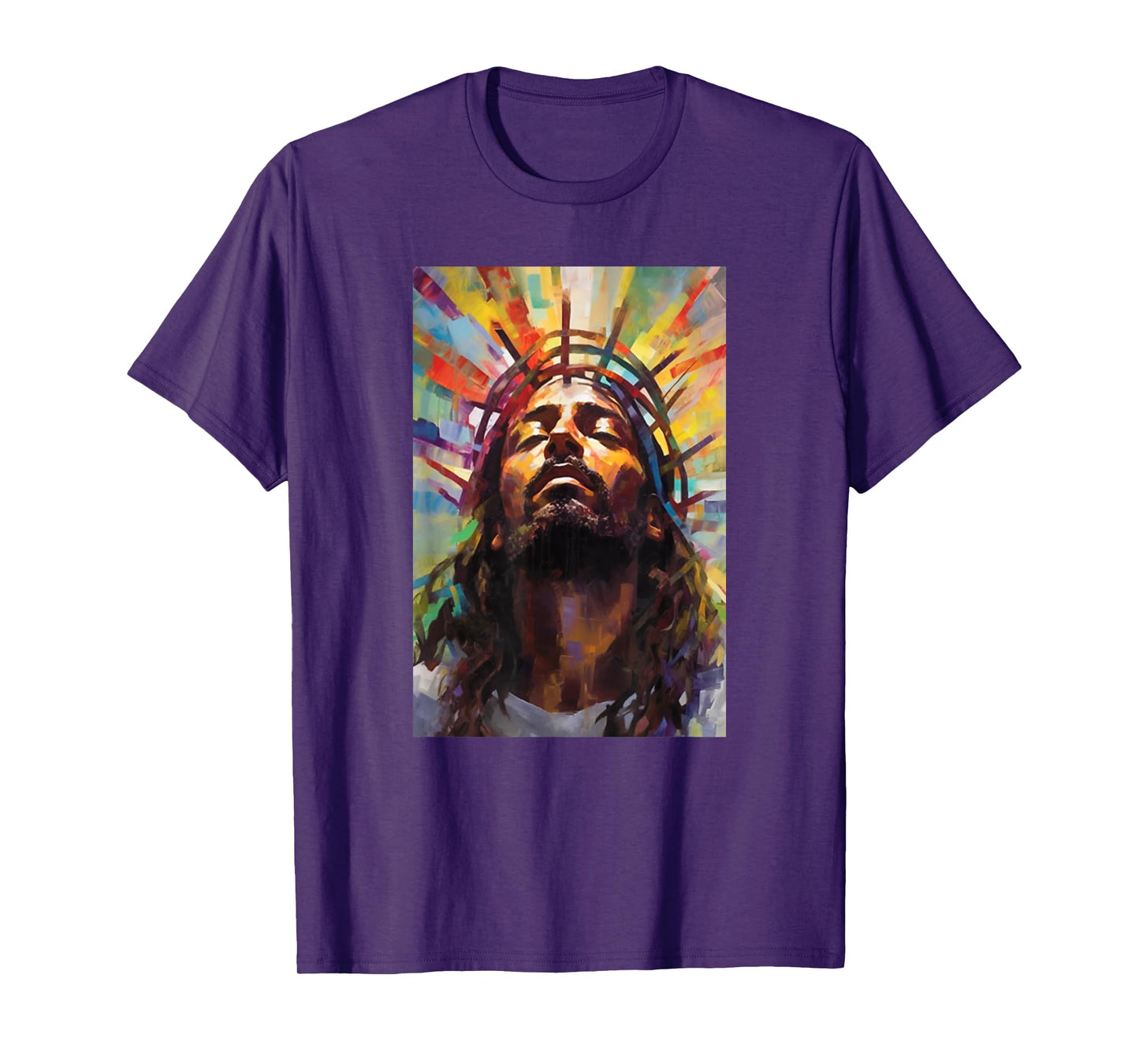 Jesus African American Christ Praying Rainbow Face Of Jesus T-Shirt