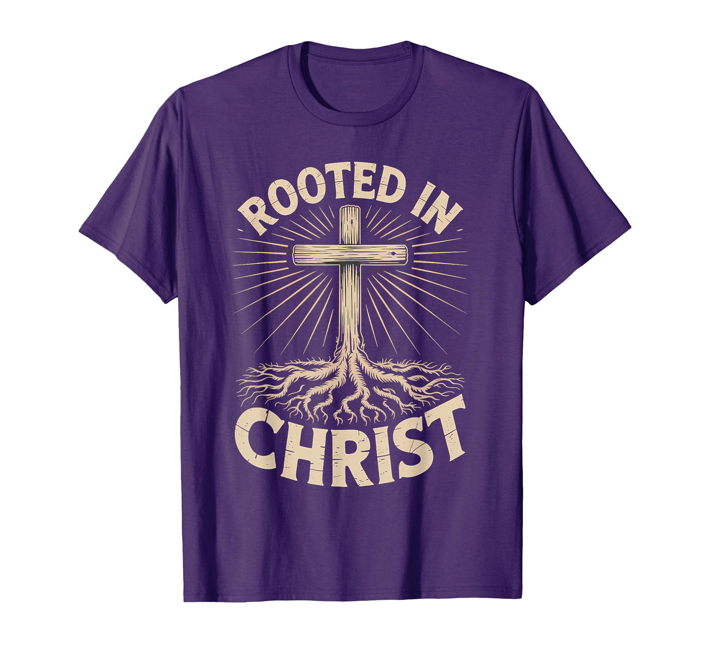 Rooted in Christ Jesus Cross Christian Faith T-Shirt