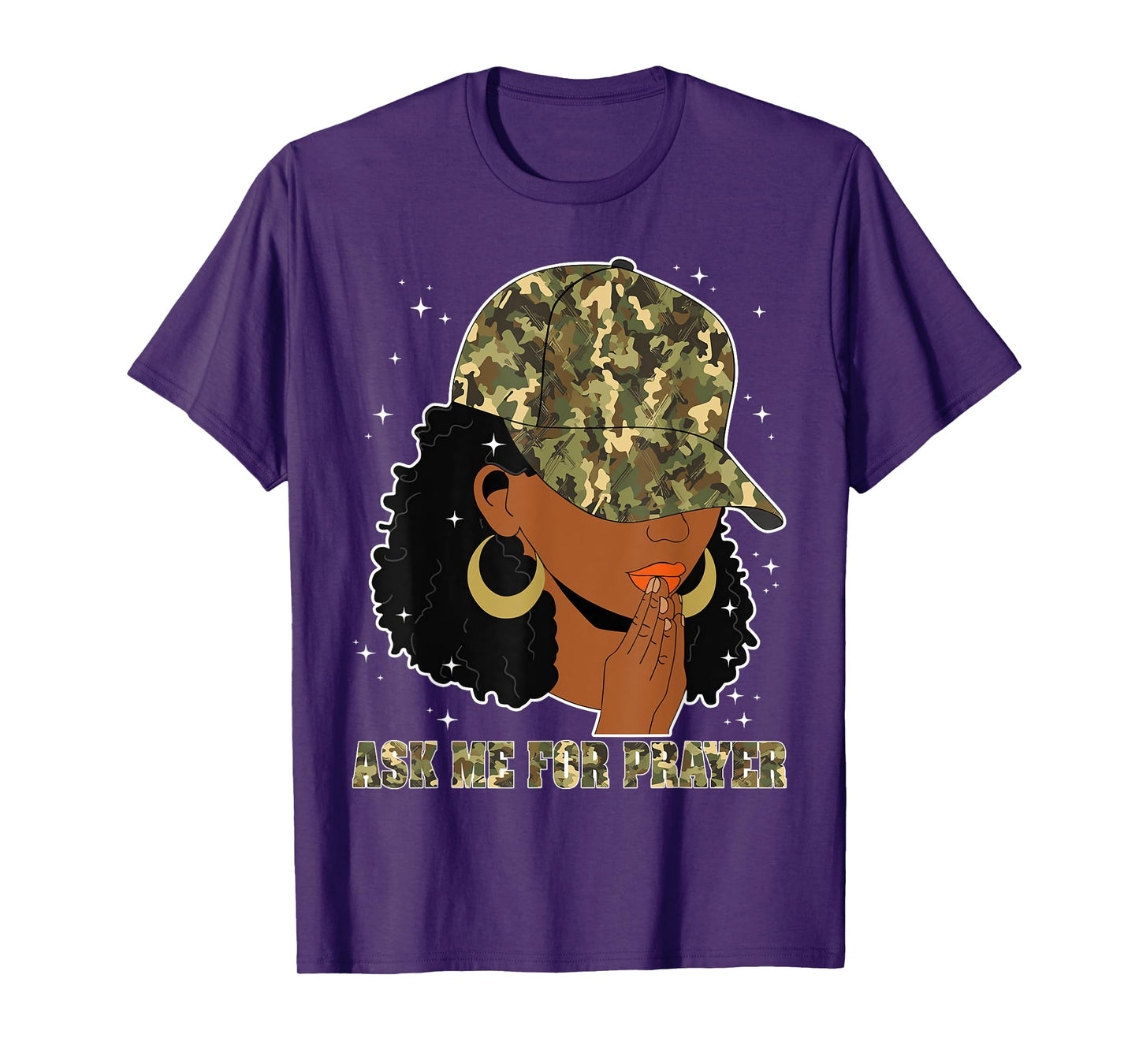 Ask Me For Prayer Black Woman Afro African Christian Sayings T-Shirt