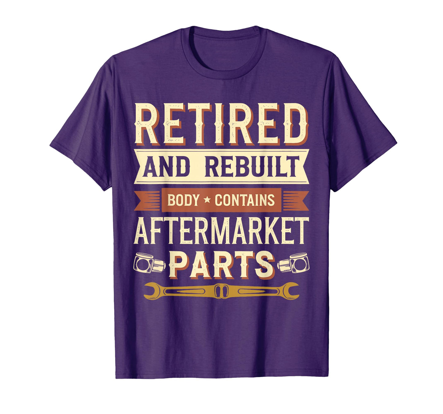 Retired And Rebuilt Vintage Retirement Saying Idea Funny Retired Body T-Shirt - Unisex-Adults, Black, Small
