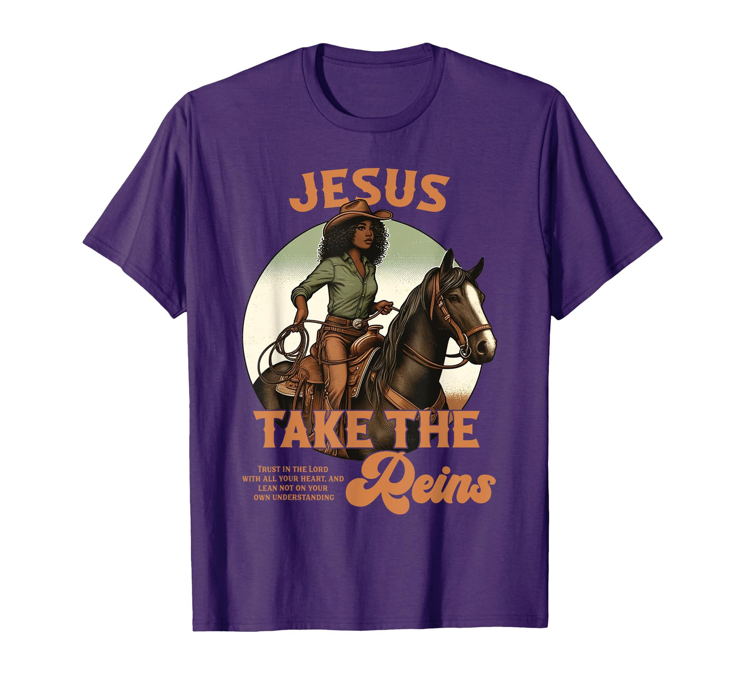 Jesus Take The Reins Christian Black Cowgirl Western Texas T-Shirt