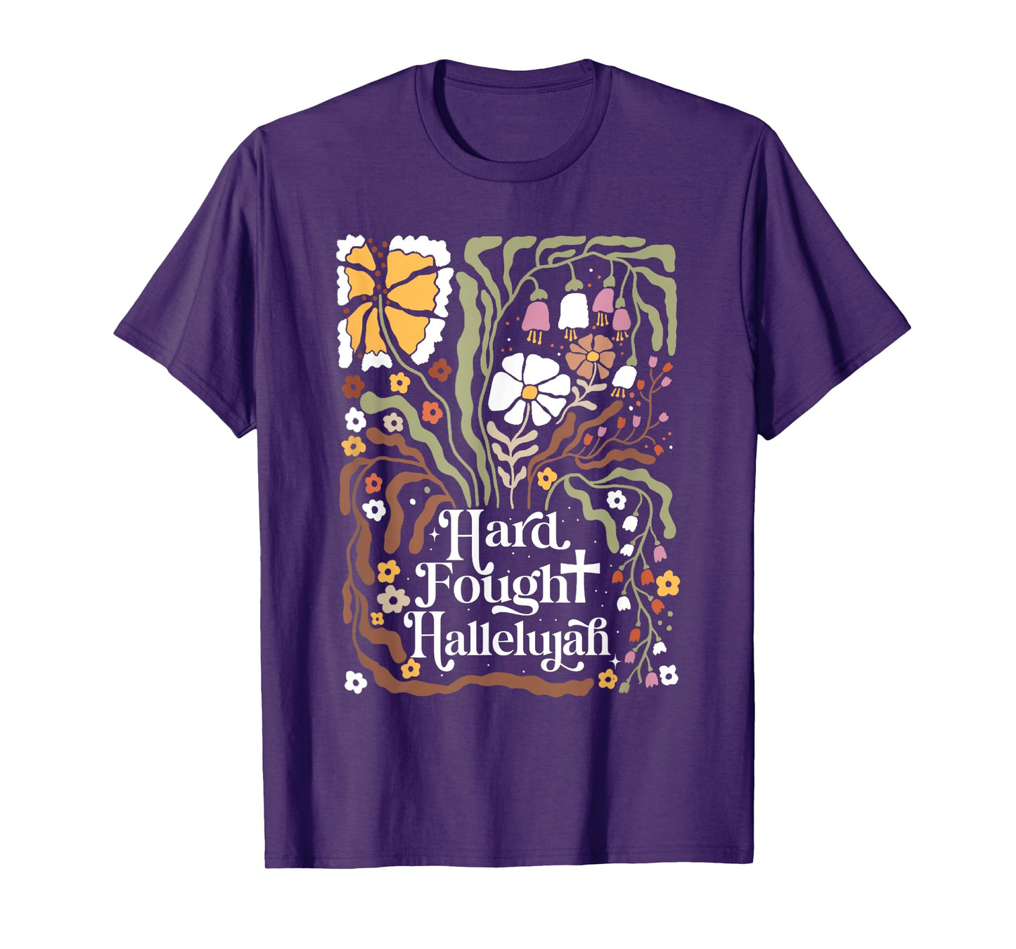 Flowers Retro Boho Christian Hard Fought Hallelujah T-Shirt