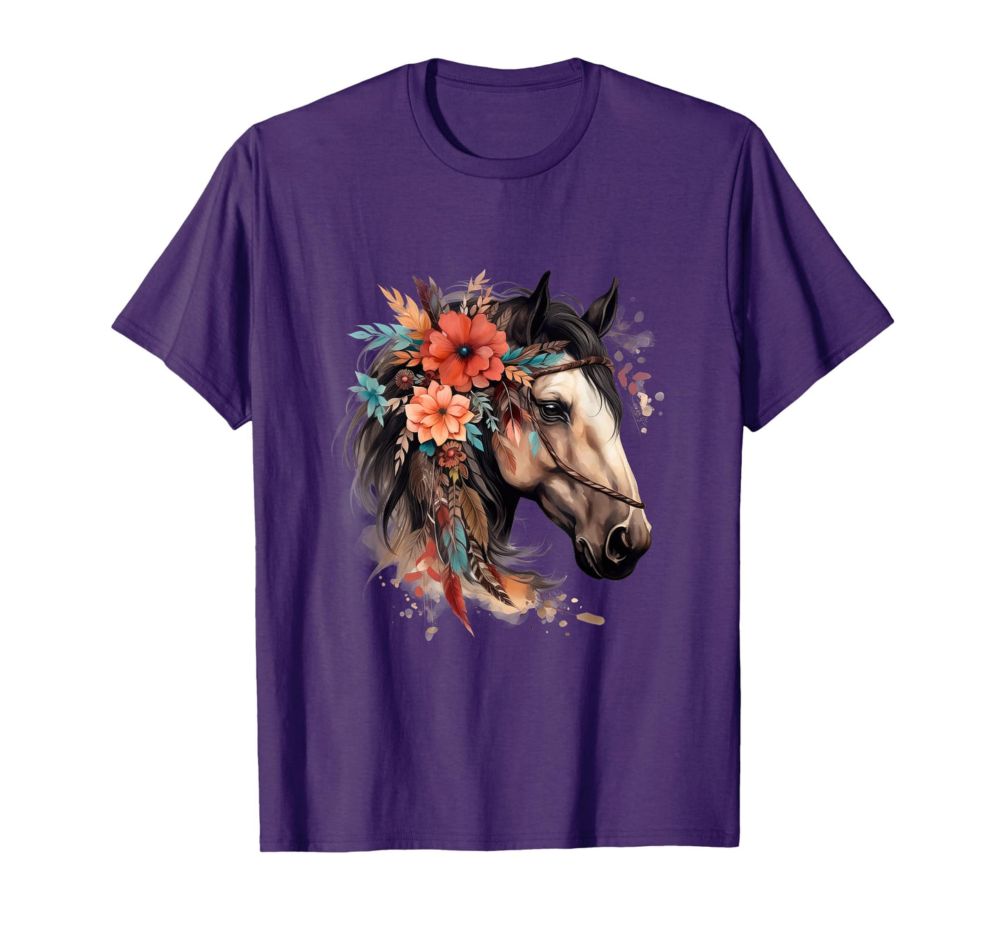 Floral Wild Horse Country Horse Riding T-Shirt