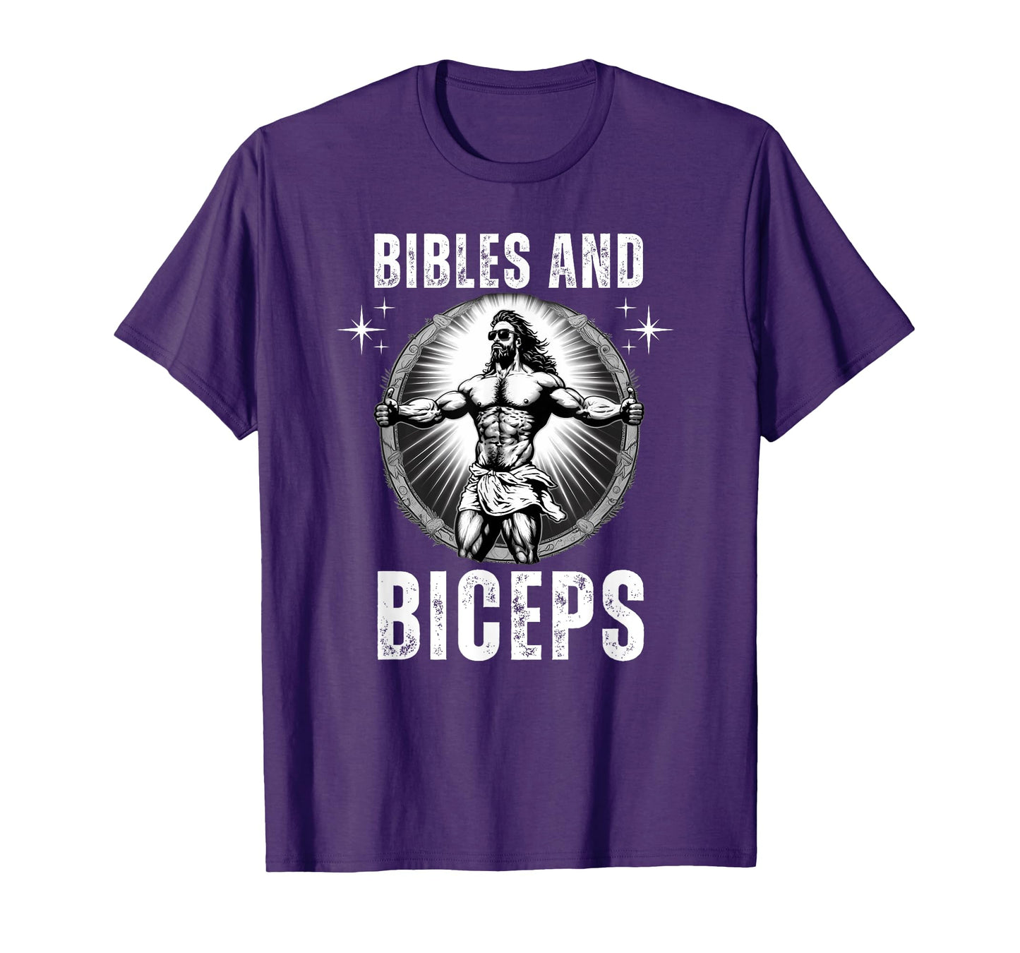 Bibles And Biceps Bodybuilding Jesus Fitness Funny Gym T-Shirt