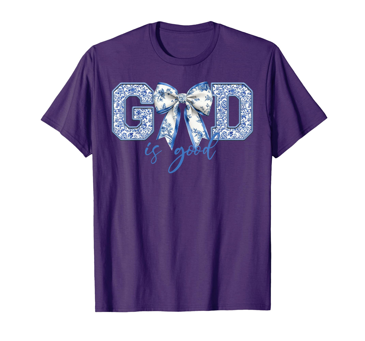 God Is Good Blue Coquette Bow Bible Verse T-Shirt