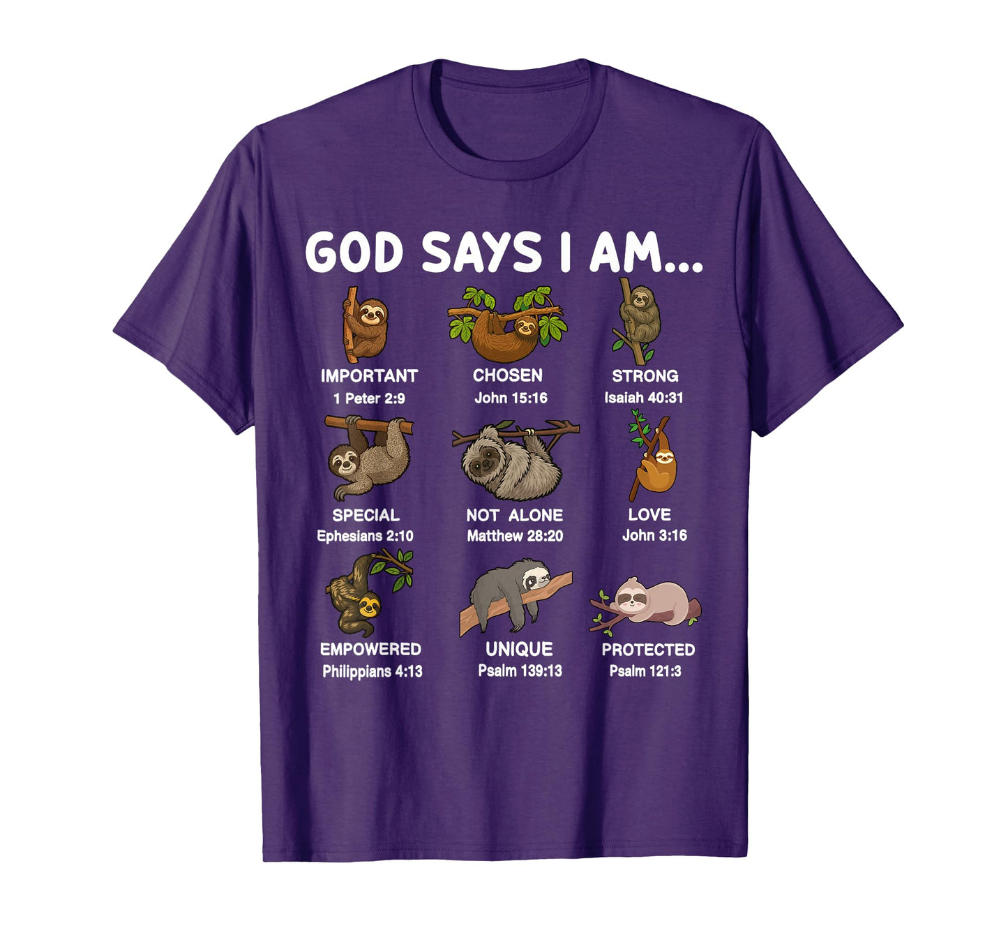 Toddler Boys Sloth-Shirt God Say I Am Christian Son Brother T-Shirt