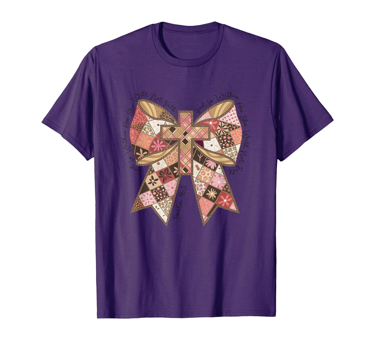 She Will Not Fall Psalm 46:5 Faithful Bow T-Shirt