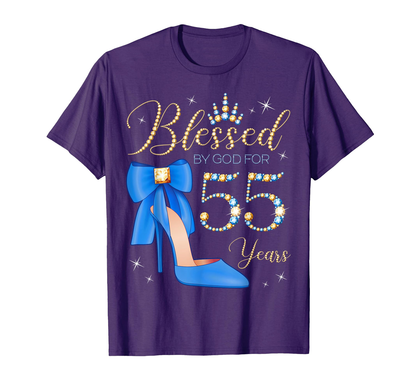 Blessed By God For 55 Years Old 55th Birthday Party Queen T-Shirt