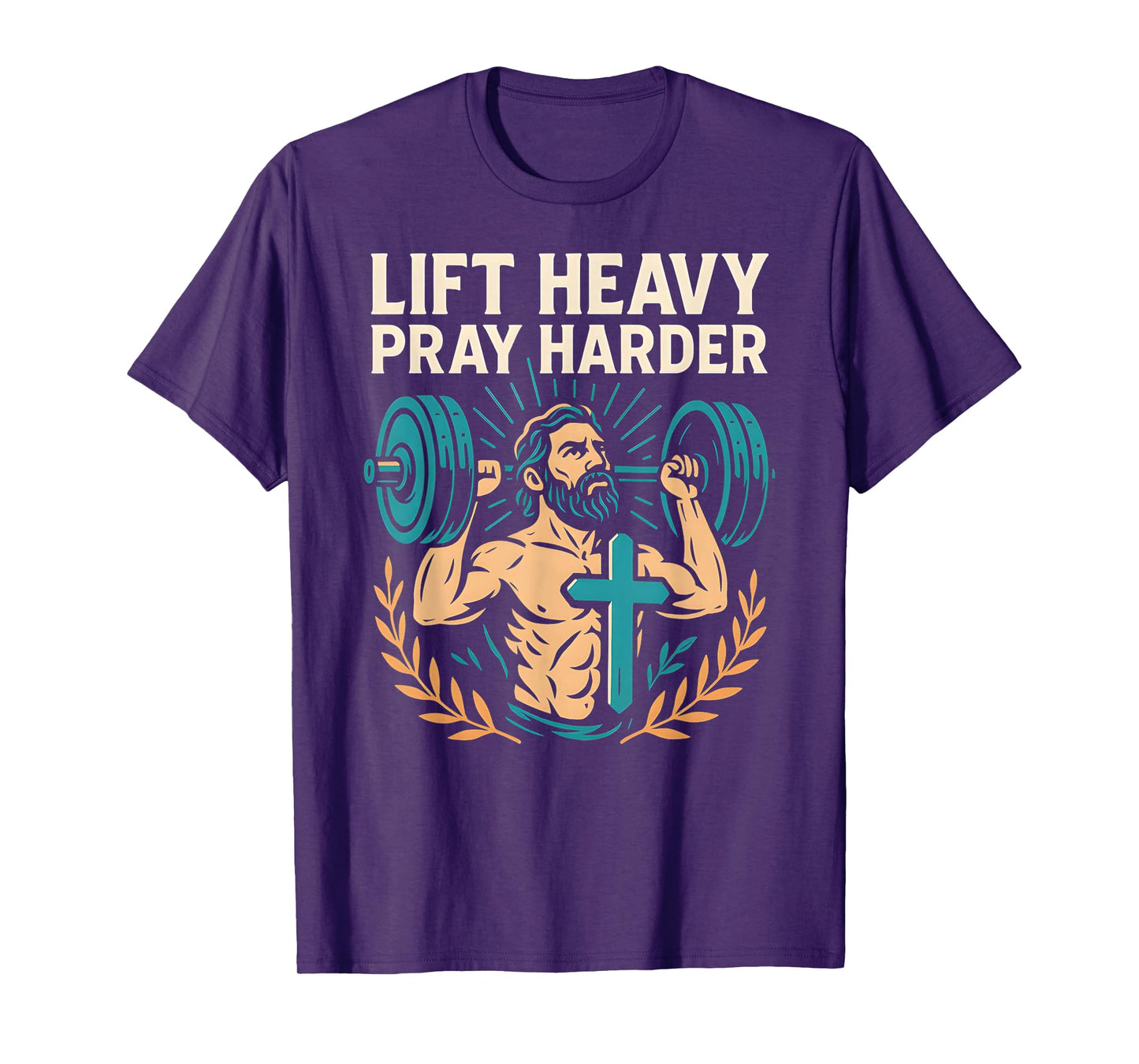 Christian Fitness Lift Heavy Pray Harder Cool Mens Faith T-Shirt