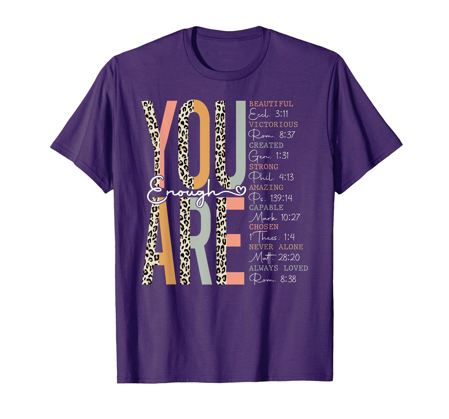 You Are Enough Religious Christian Faith Bible Verse Leopard T-Shirt