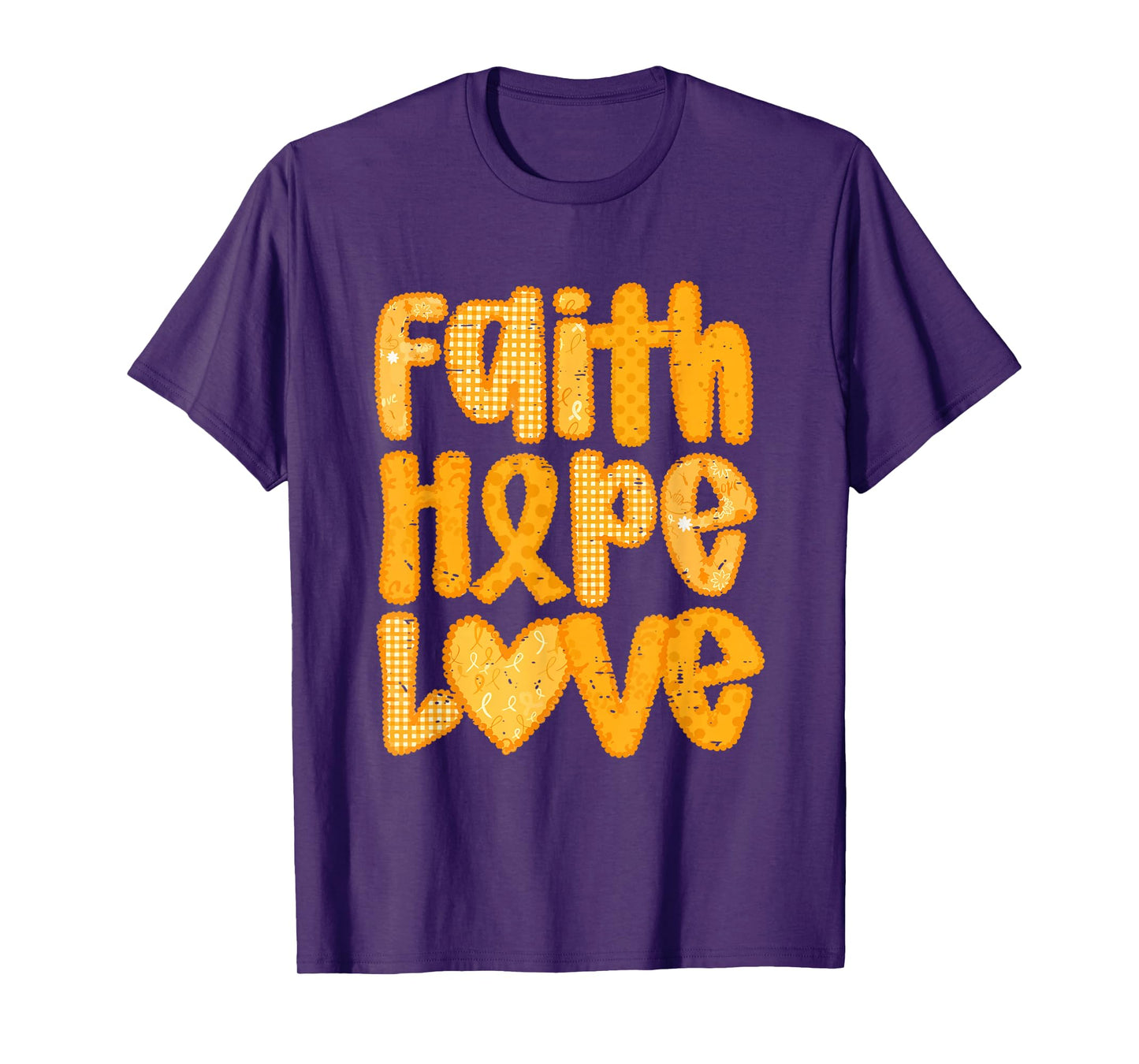 Faith Hope Love Childhood Cancer Awareness Month Gold Ribbon T-Shirt