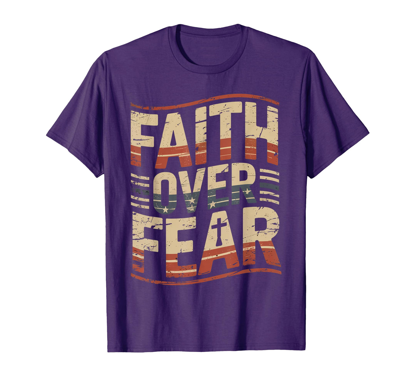 America Pride US Flag Faith Over Fear Prayer T-Shirt