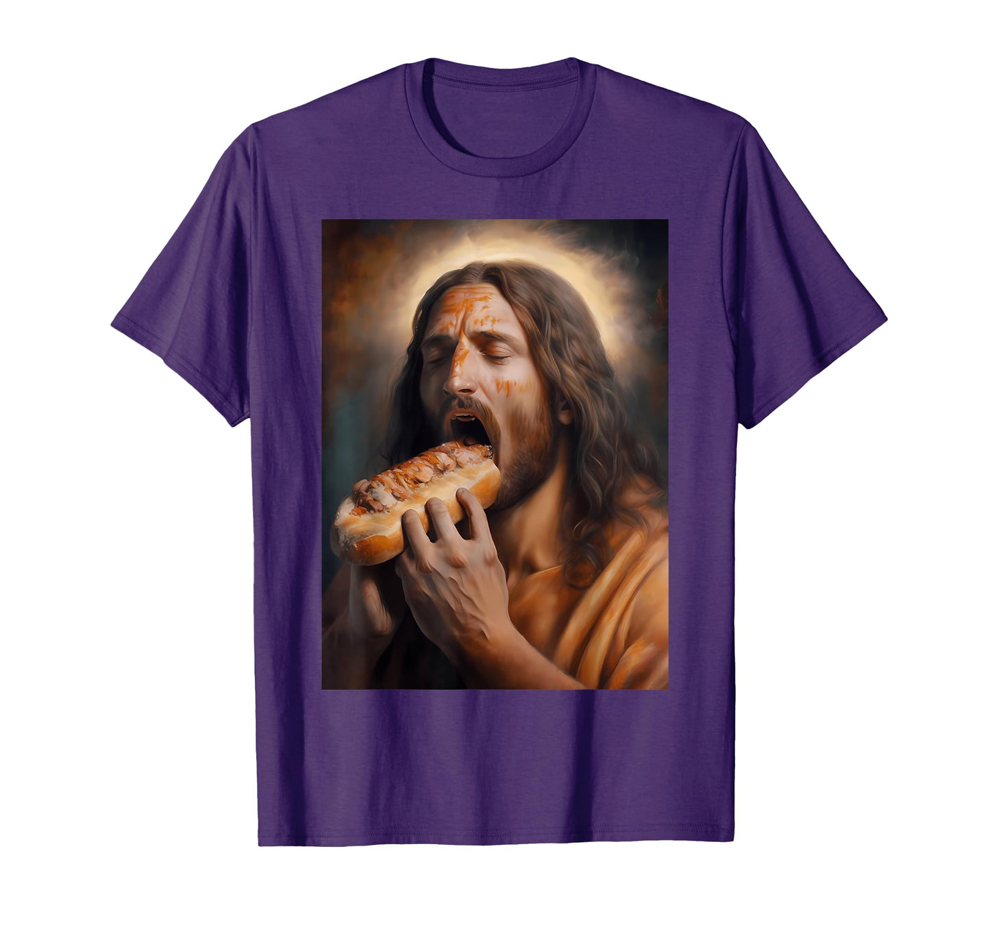 Funny Jesus Loves Hot Dogs Art Design T-Shirt