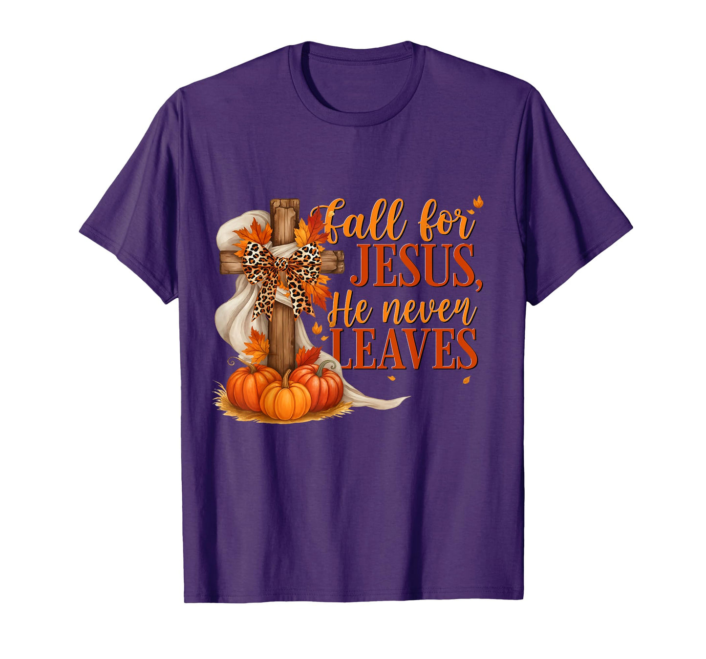 Fall for Jesus He Never Leaves Pumpkin Costume Women Men T-Shirt
