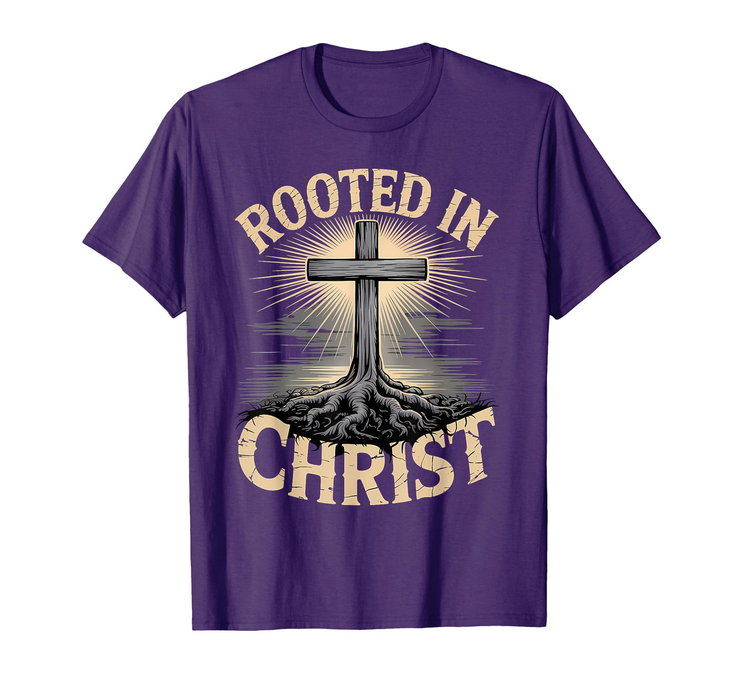 Rooted in Christ Jesus Cross Christian Faith T-Shirt
