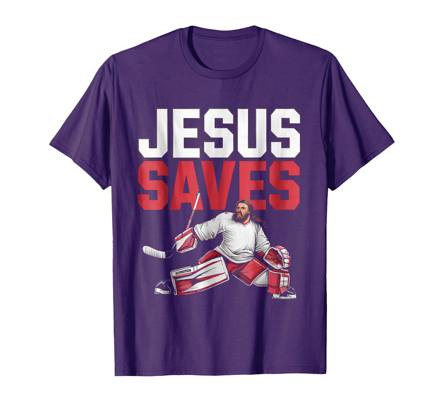 Jesus Saves Ice Hockey Goalie Sport Religious Christian T-Shirt