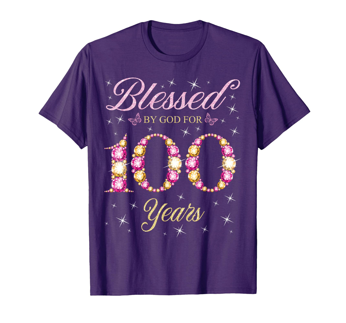 Blessed By God For 100 Years Old 100th Birthday Party Queen T-Shirt