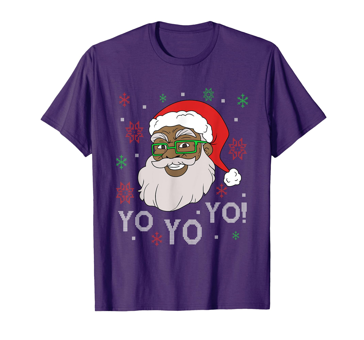 Black Funny Santa Claus Christmas Yo Yo Yo Xmas Costume T-Shirt