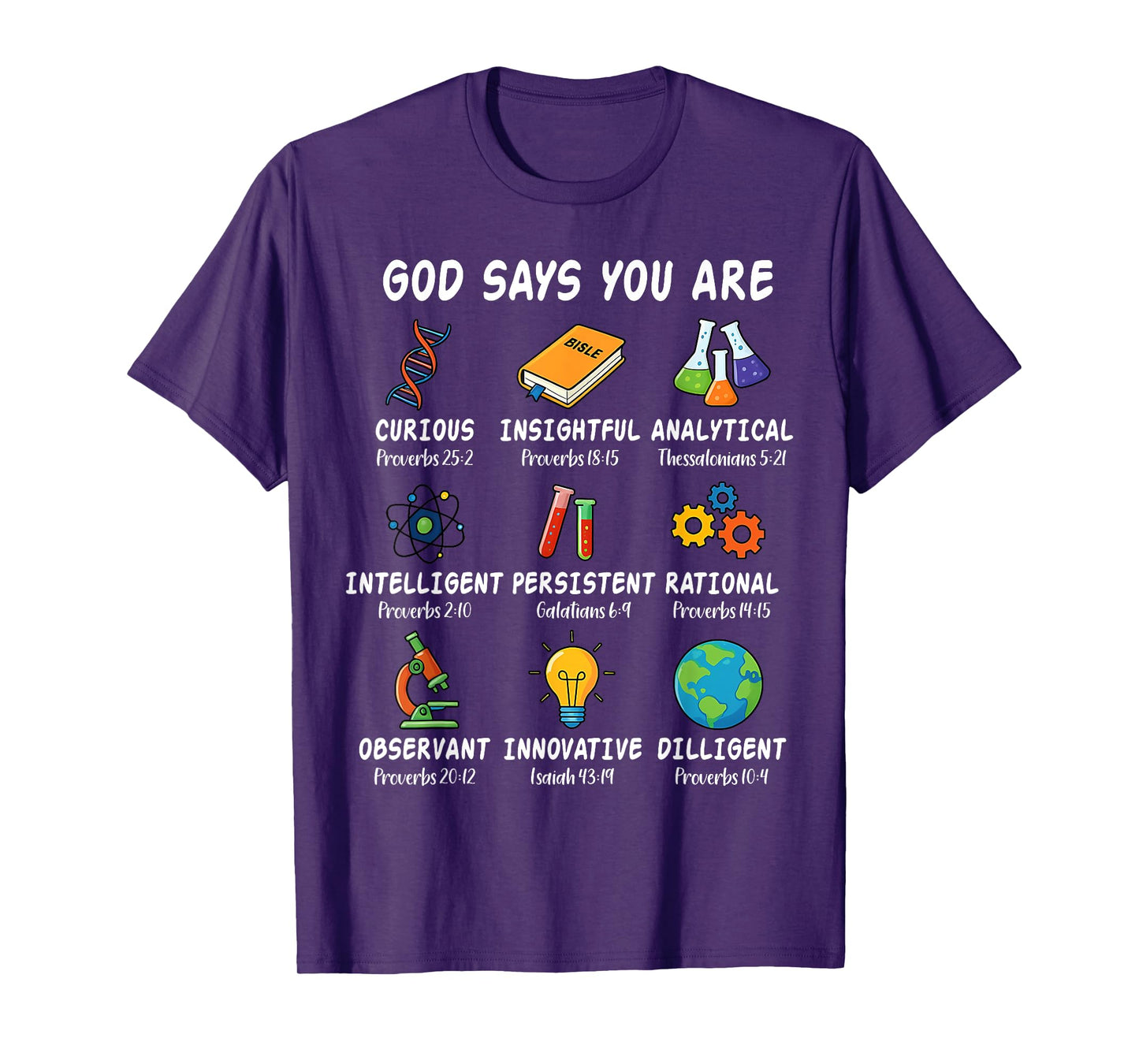God Says I Am Science Biology Teacher Bible Verse T-Shirt
