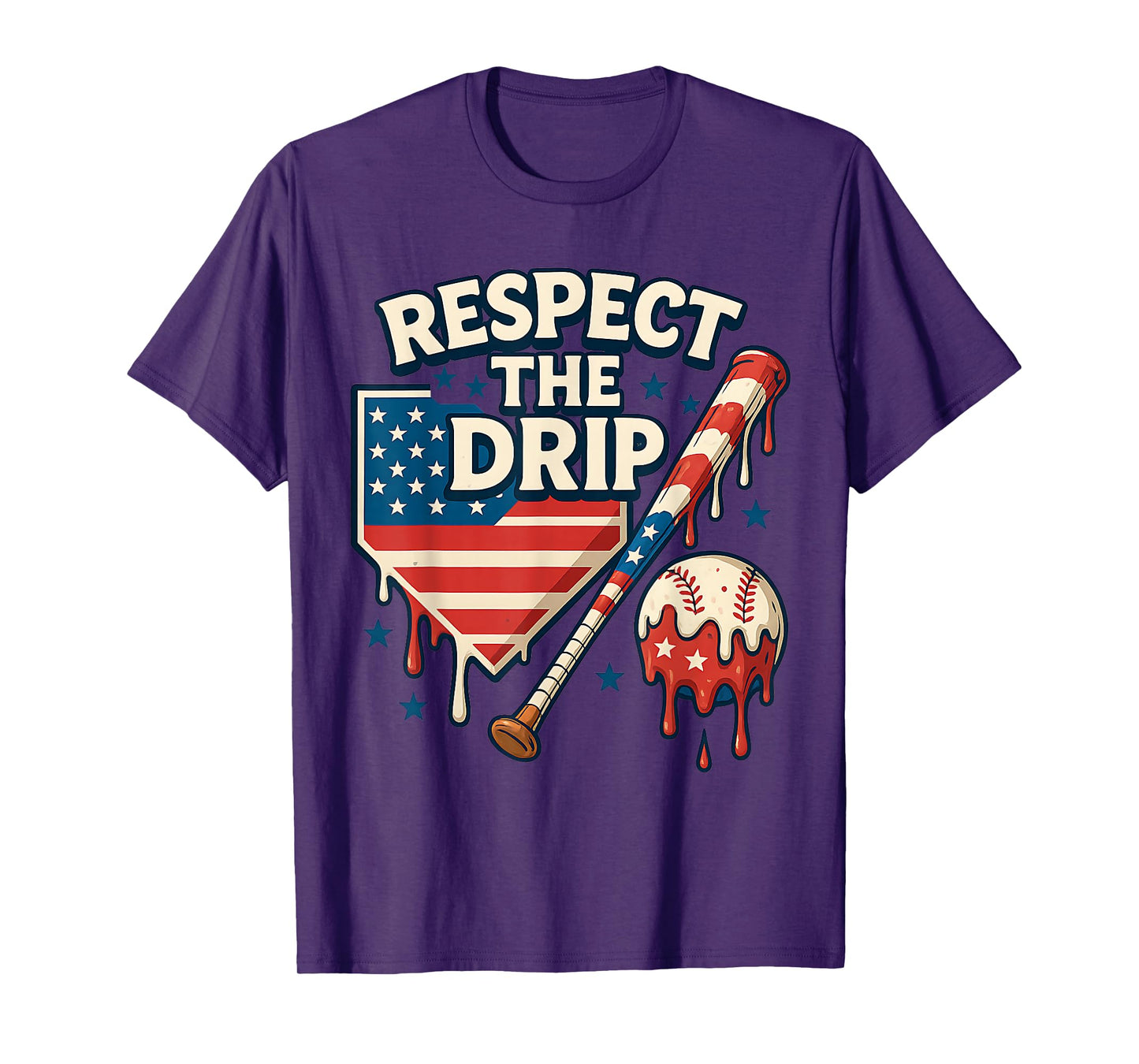 Baseball Design for Boys Cool 4th of July Ice Cream Drip T-Shirt