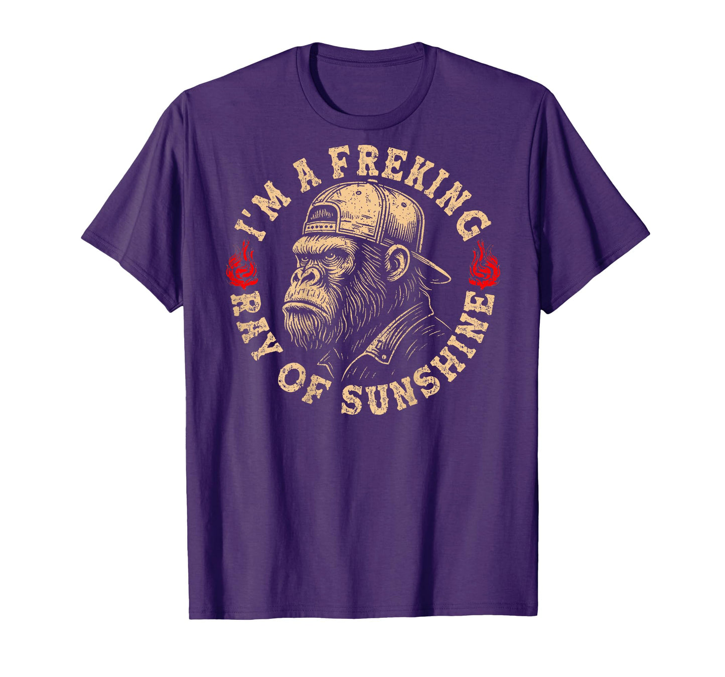 I’m A Freaking Ray of Sunshine Funny Monkey (On Back) T-Shirt