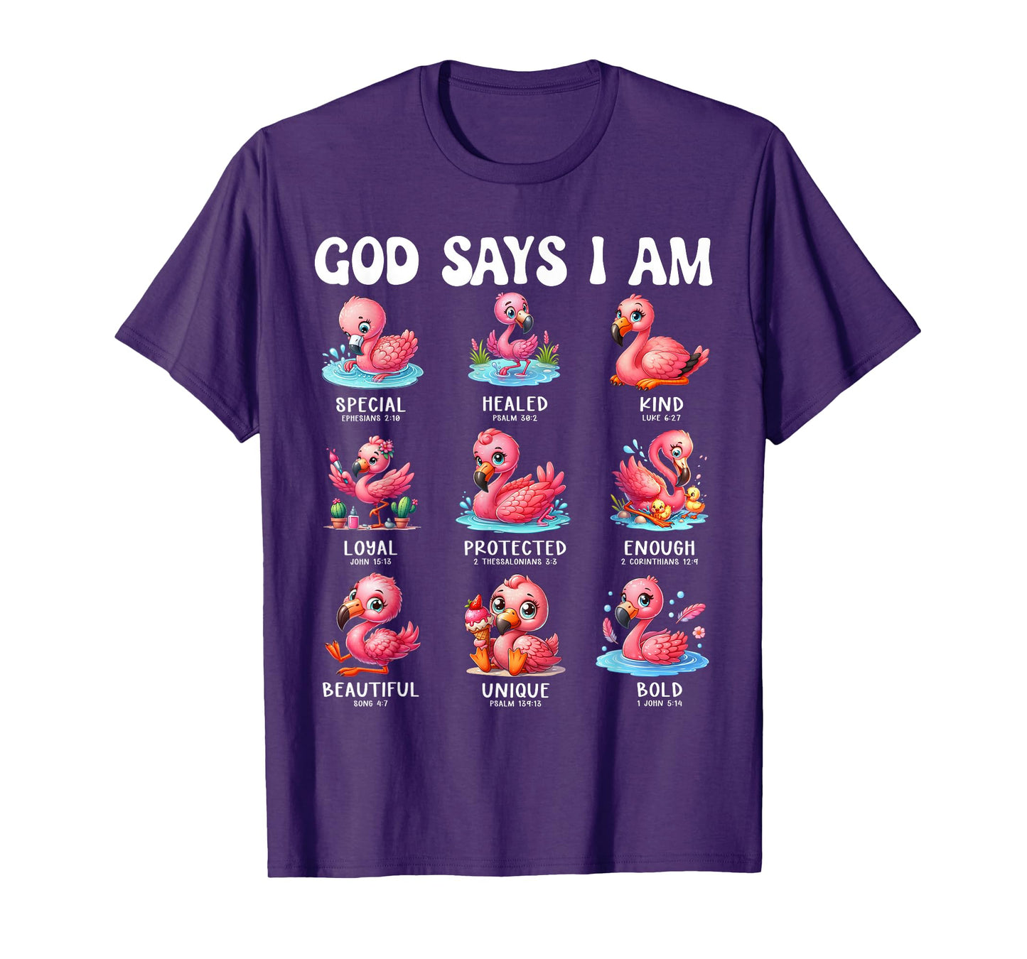 God Says I Am Cute Flamingo Scripture Bible Design T-Shirt