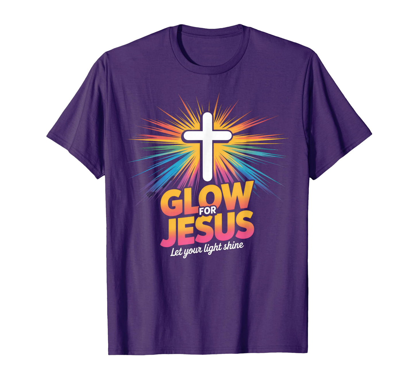 Christian Glow for Jesus Let Your Light Shine Faith Cross T-Shirt