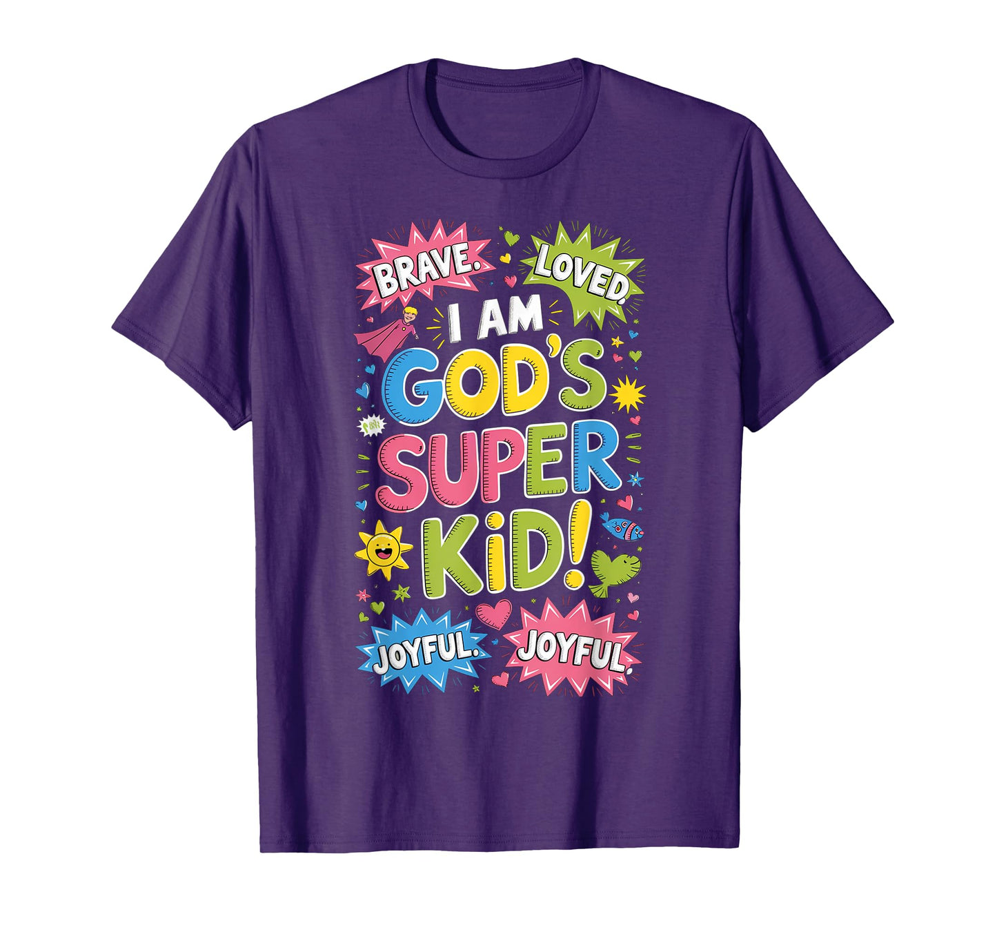 Brave Loved God’s Super Kid Christian Faith Affirmation T-Shirt