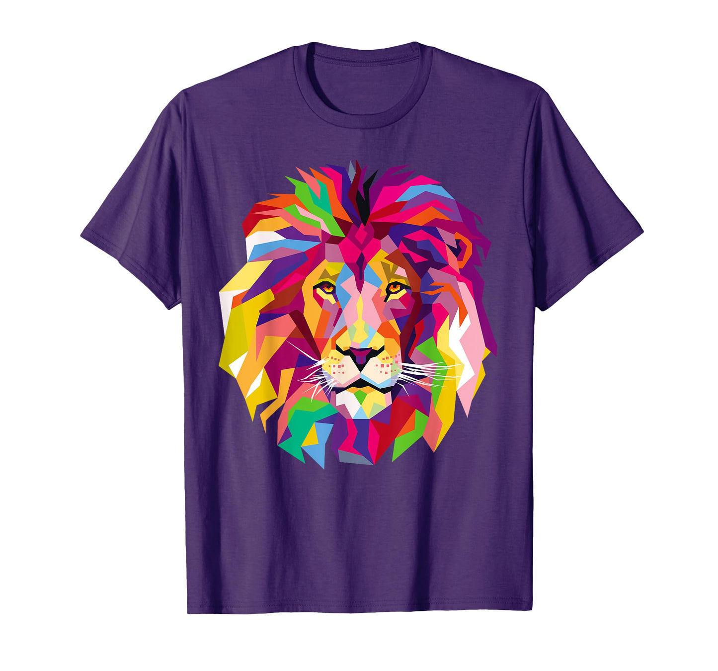 Elegant, Cool Lion Head with Bright Colorful T-Shirt