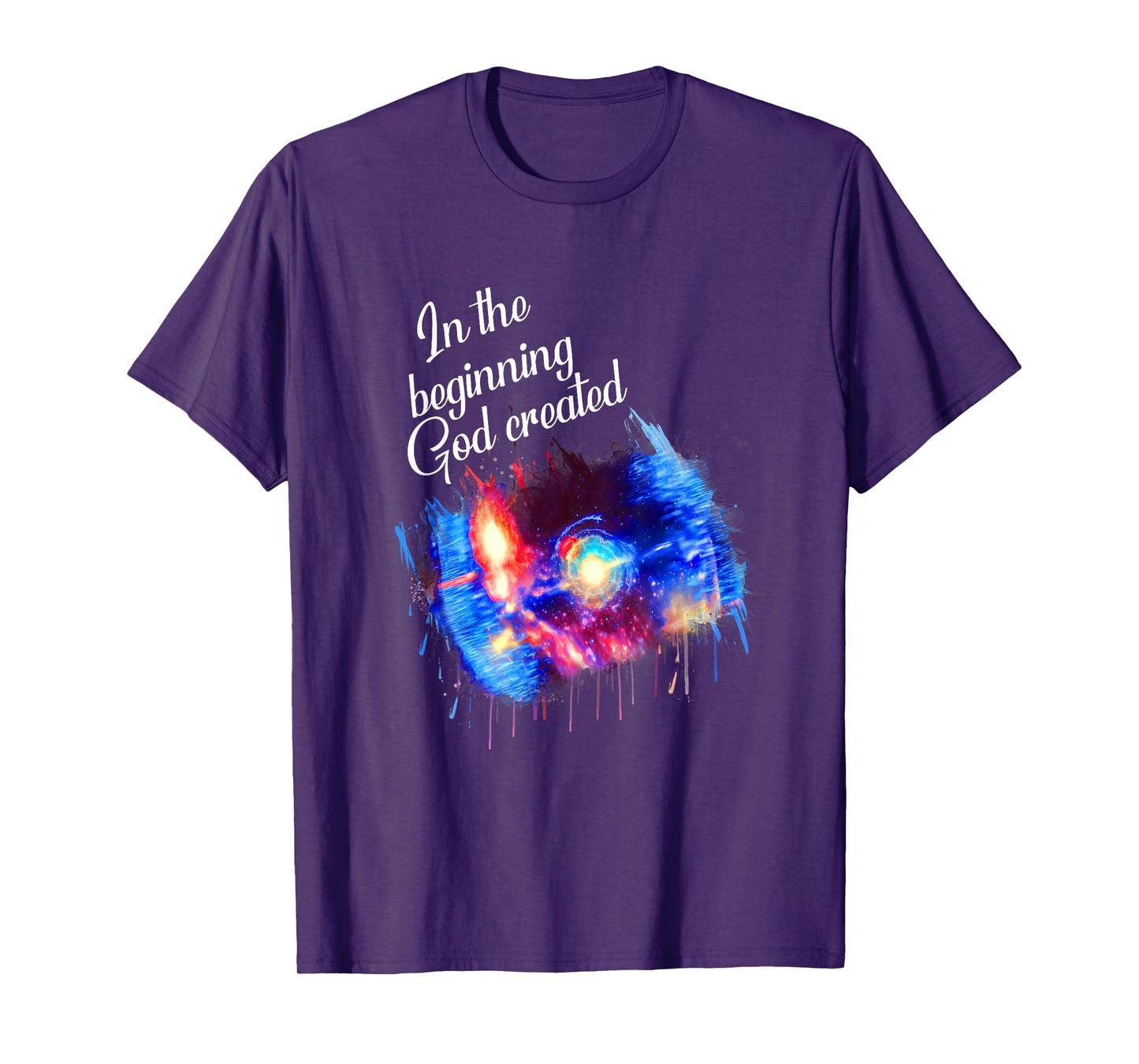 Galaxy Space Spark In the Beginning God Created Christian T-Shirt