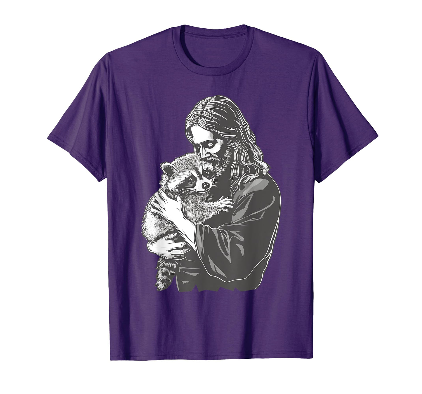 Racoon Lover Trash Panda Christian Jesus Holding A Raccoon T-Shirt