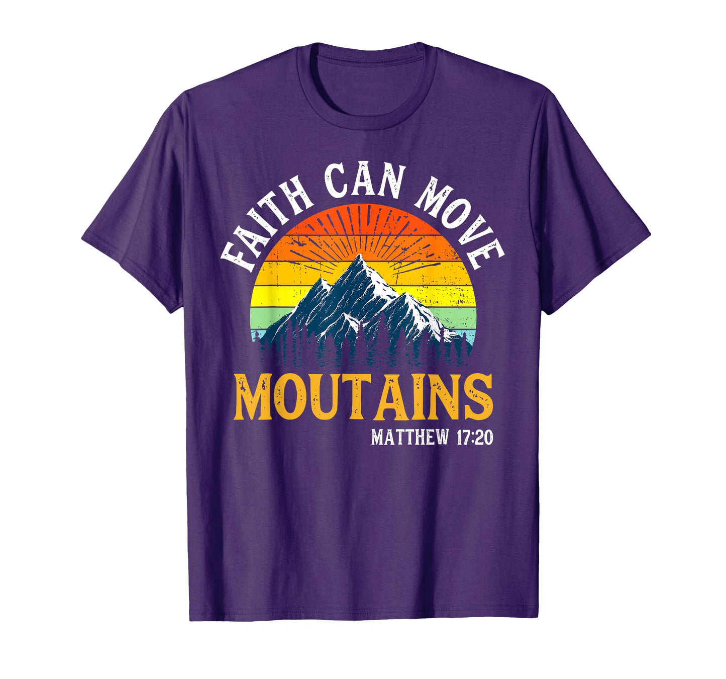 Faith Can Move Moutains Christian Men Women Kids Vintage T-Shirt