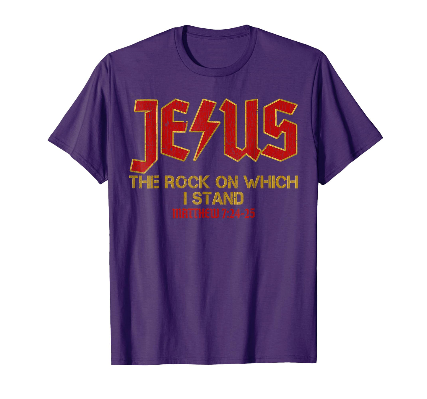 Vintage Retro Christian Jesus Rock Band Matthew 7:24 Retro V T-Shirt