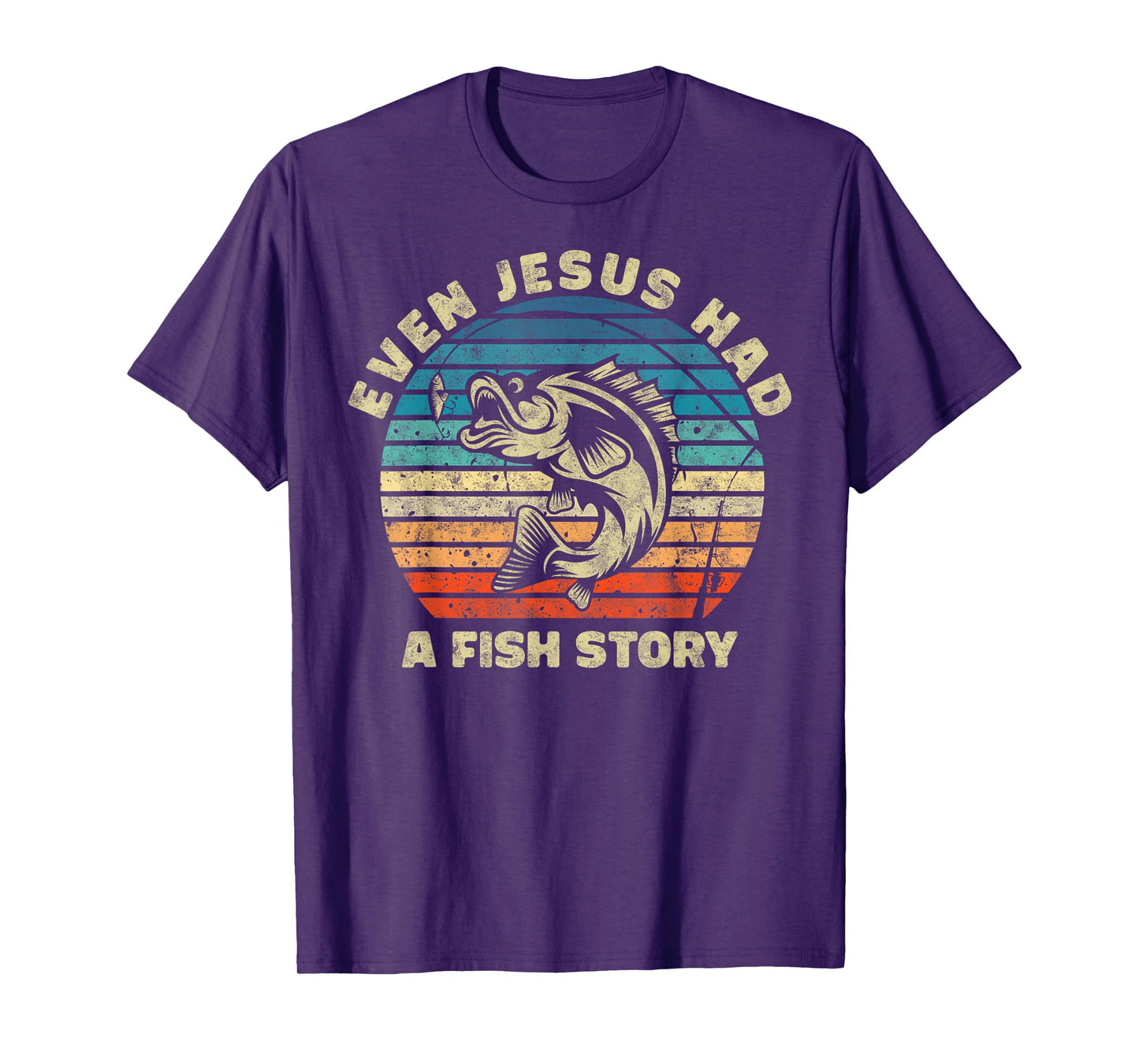 Even Jesus Has a Fish Story Christian Fisherman Funny Retro T-Shirt