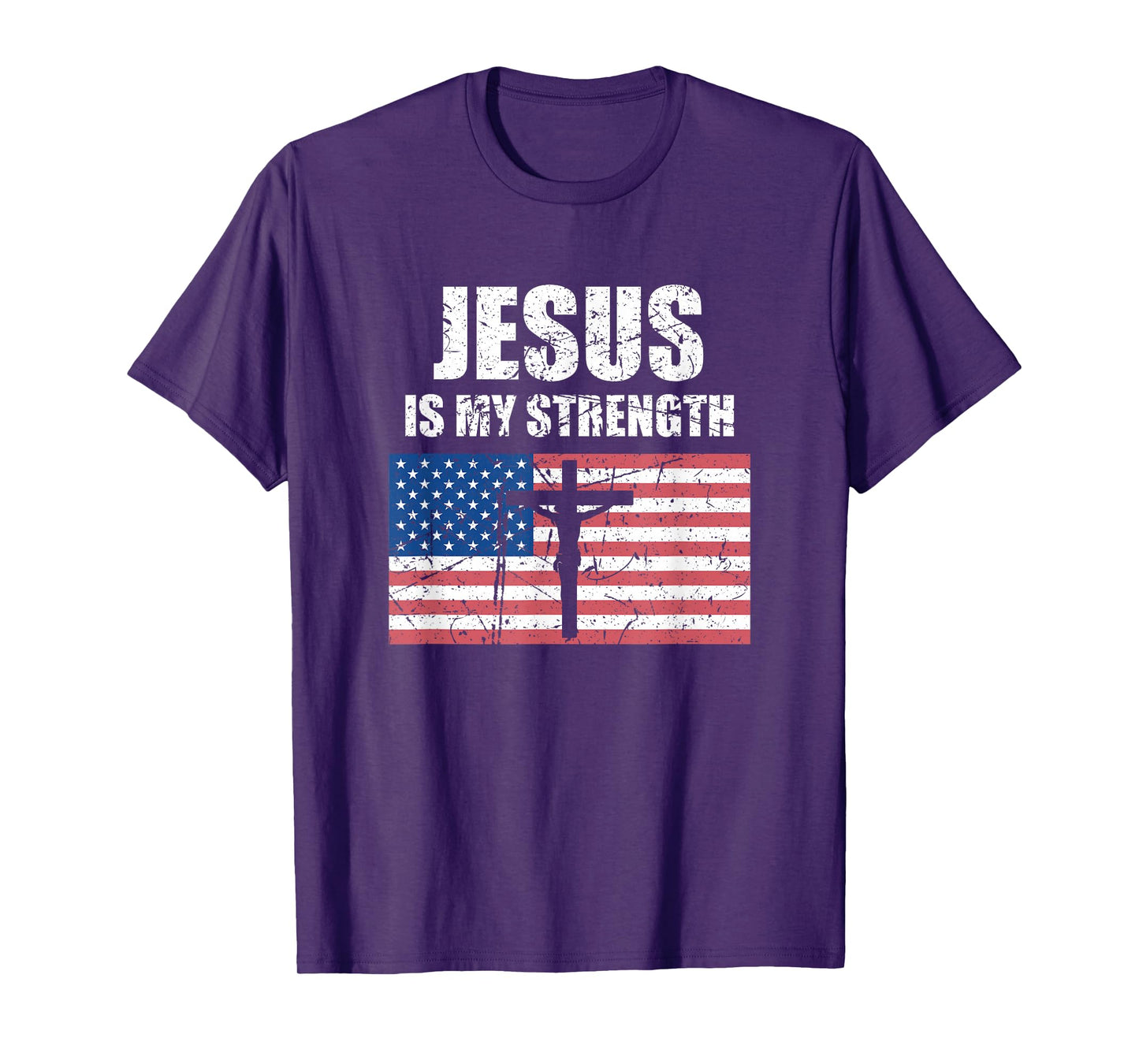 Jesus is My Strength USA Flag Christian Cross Art T-Shirt