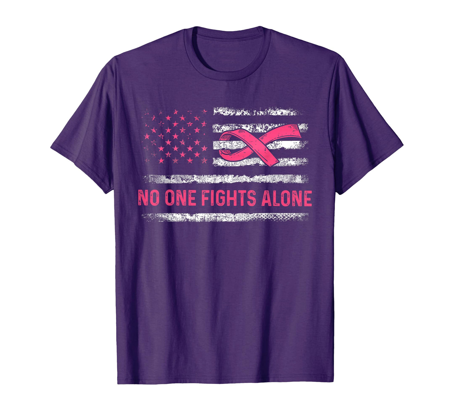 Alone American Flag Pink Ribbon T-Shirt