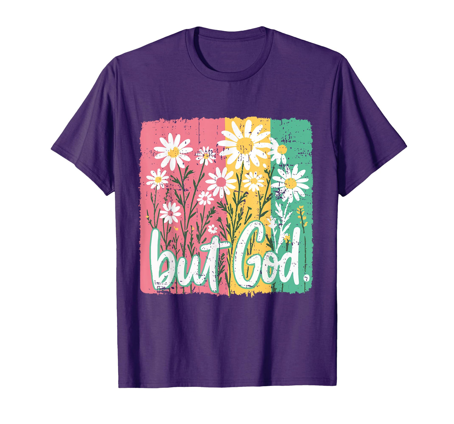 But God Pink Christian Floral Bow Teen Girls Scripture RETR T-Shirt