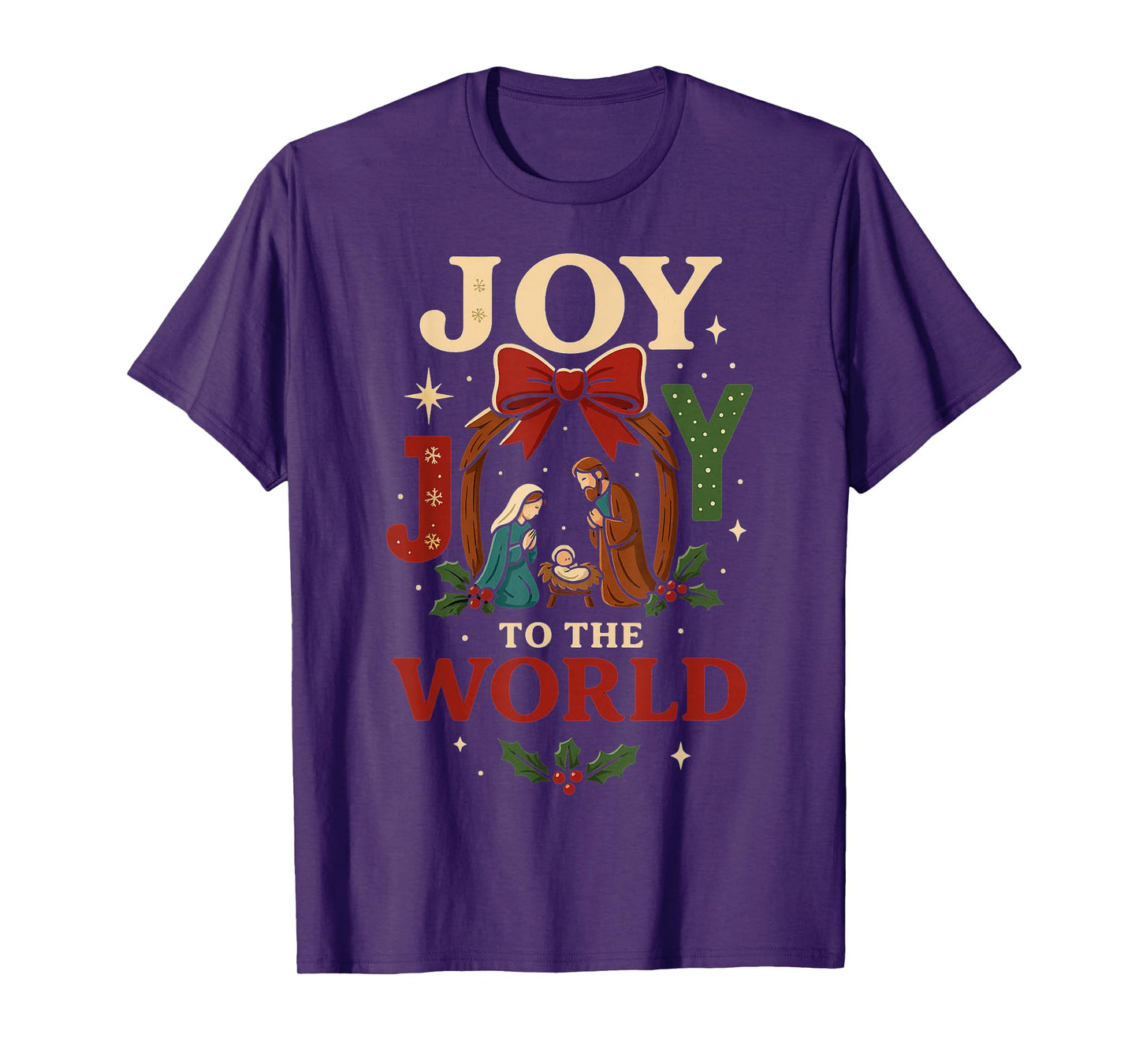 Faithful Christmas Joy to The World Nativity Scene T-Shirt