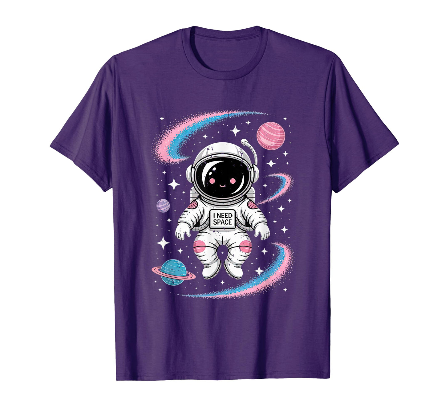 i need space cute astronaut floating with stars and planet T-Shirt
