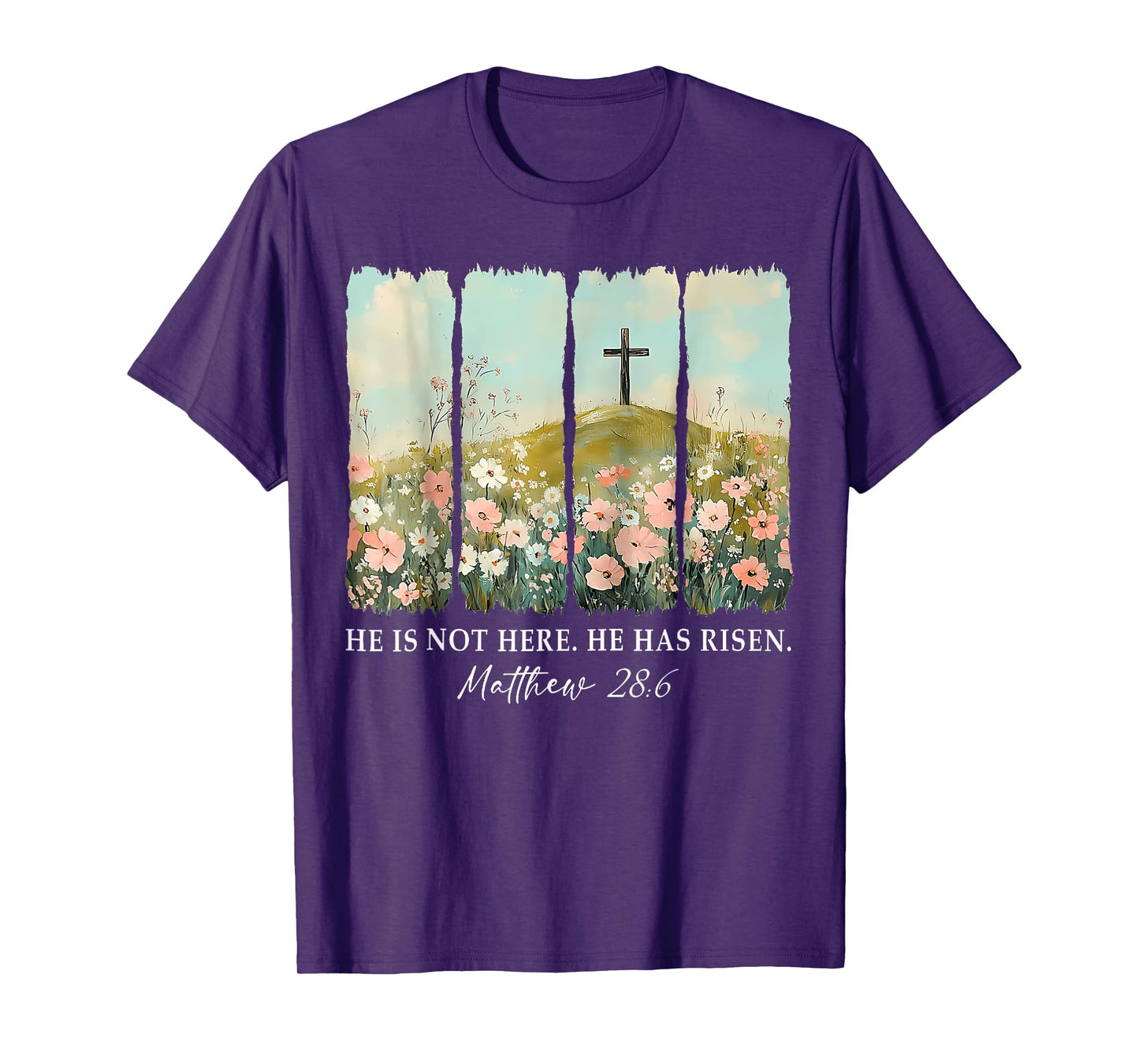 He is not here, He is Risen Wildflower Easter Christian T-Shirt