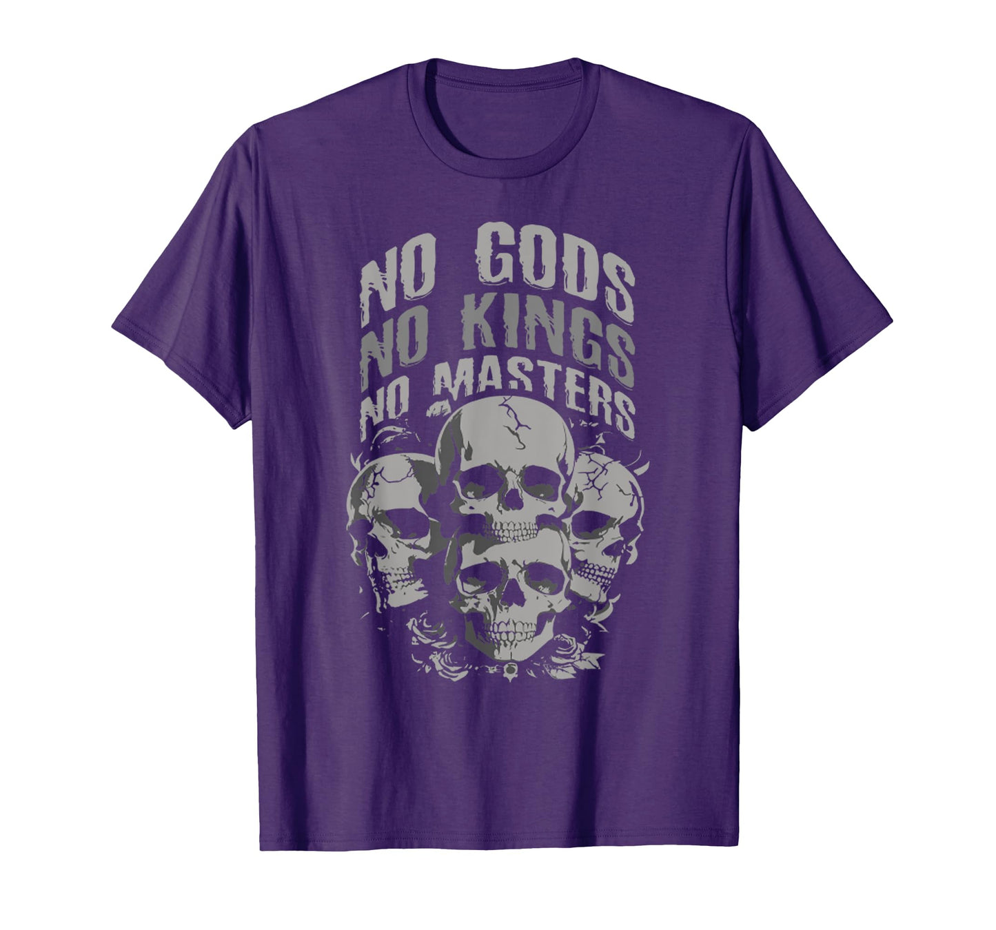 Funny Skull Design No Gods, No Kings, No Masters Tee T-Shirt
