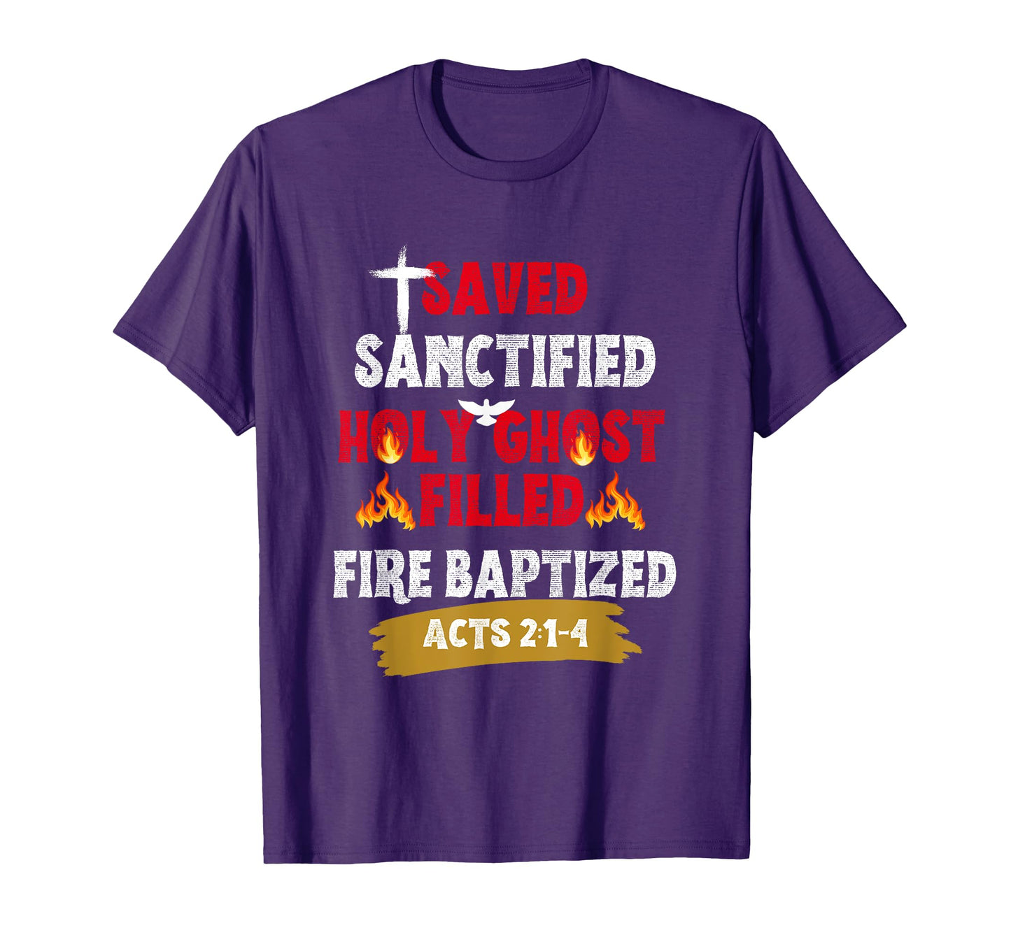 Saved Sanctified Holy Ghost Filled Fired Baptized Pentecost T-Shirt
