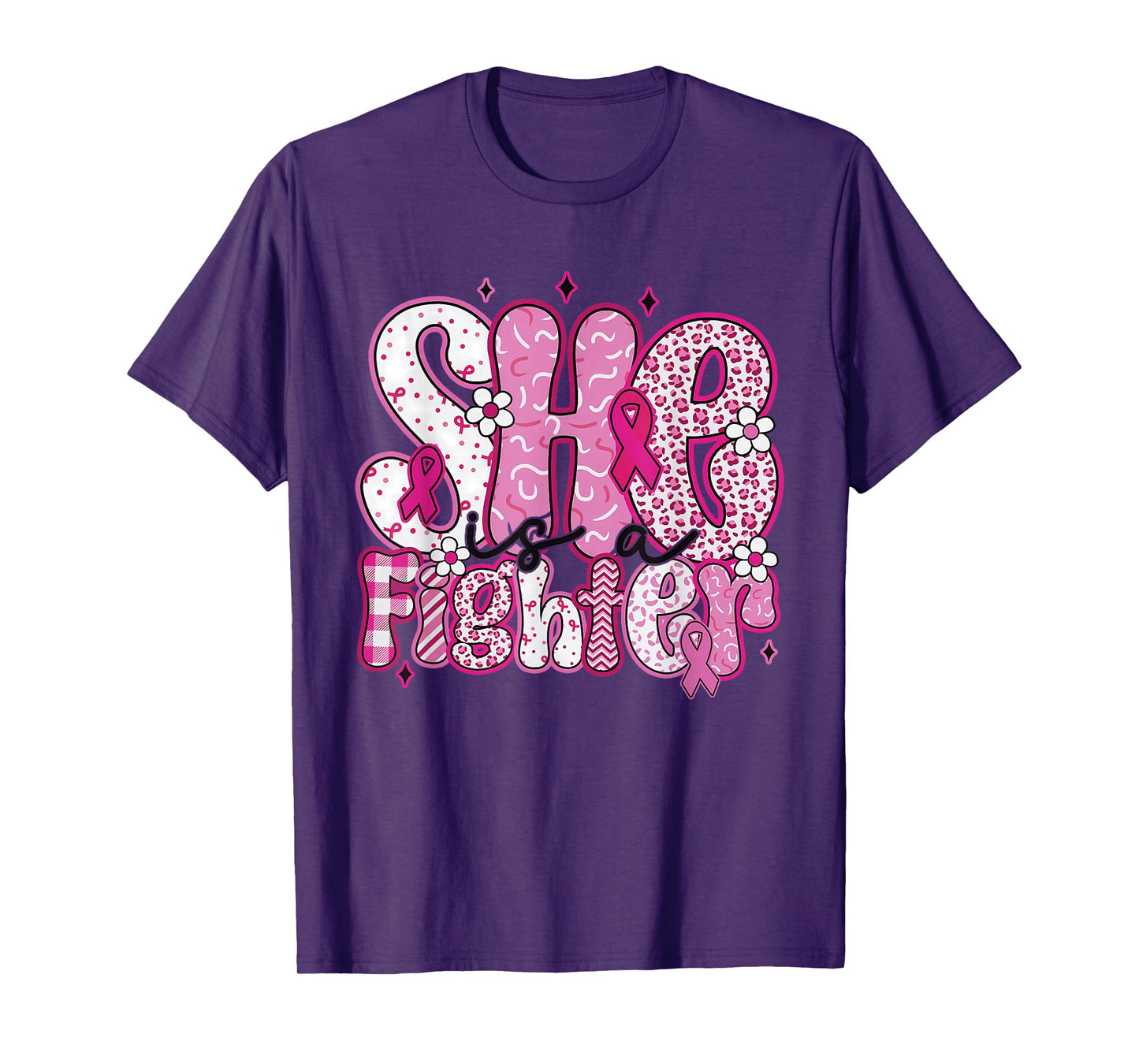 She is A Fighter Breast Cancer Wear Pink Warrior Christian T-Shirt
