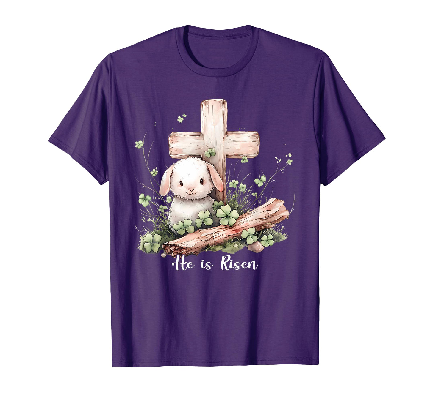 Jesus He Is Risen Cross Lamb Thorn Crown Easter T-Shirt