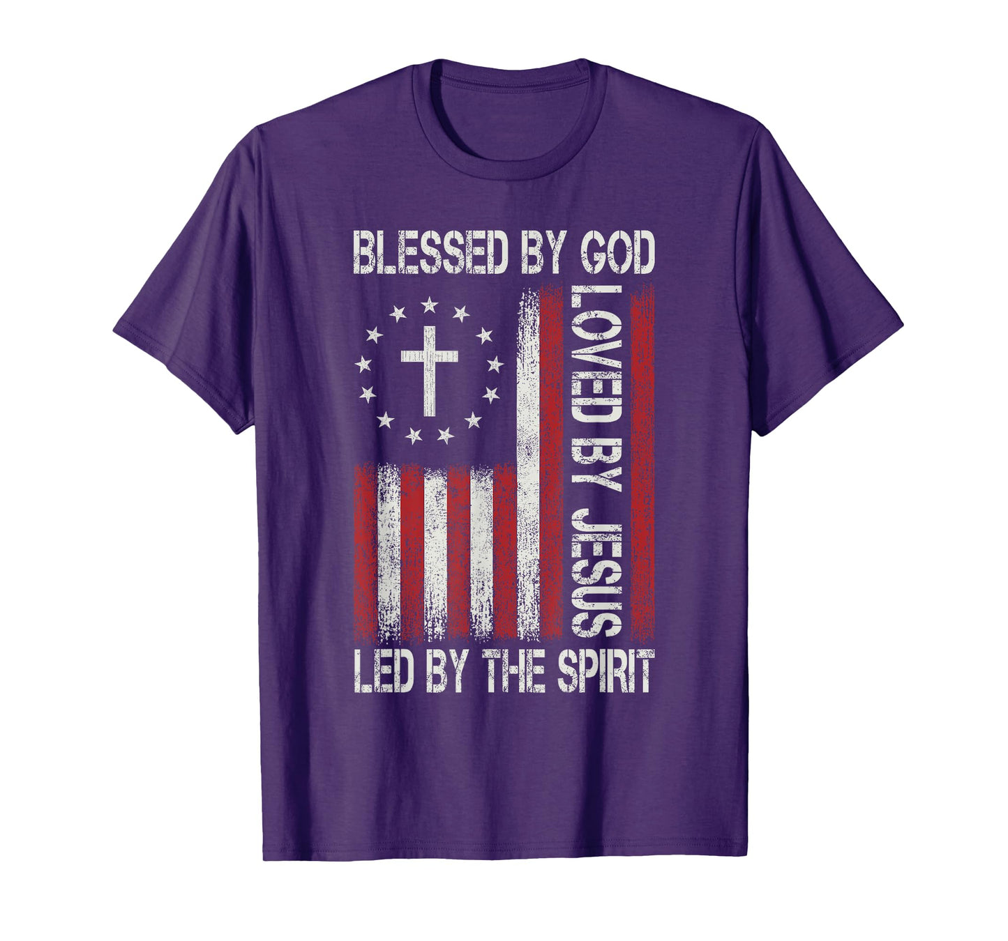 Blessed By God Loved By Jesus Christian Faith Flag Religious T-Shirt